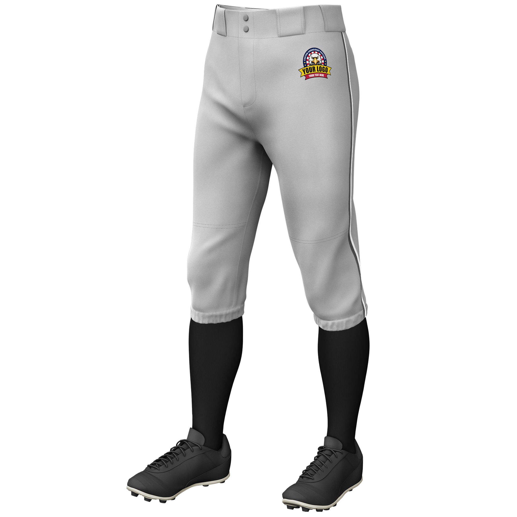 Custom Dark Gray-White Classic Fit Stretch Practice Knickers Baseball Pants