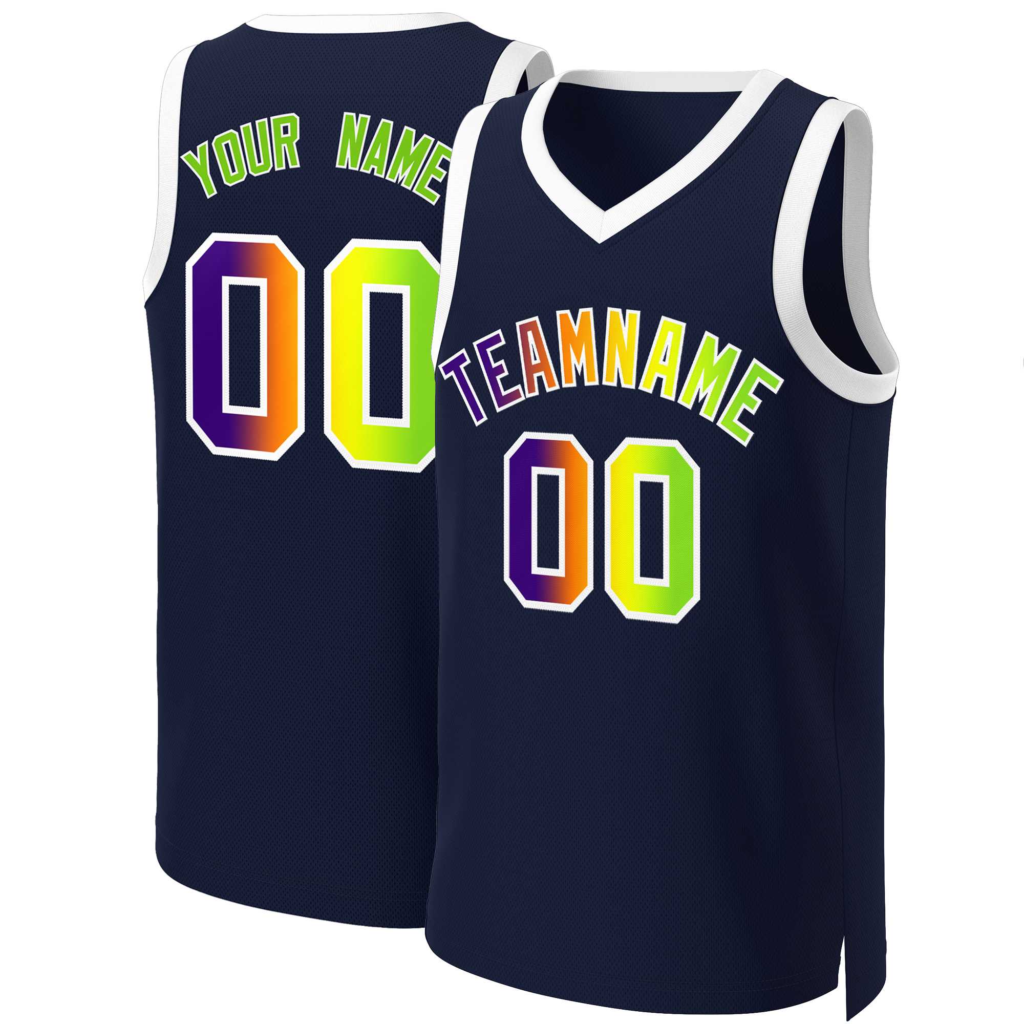 Benutzerdefiniertes Basketballtrikot mit klassischem Farbverlauf und modischen Oberteilen