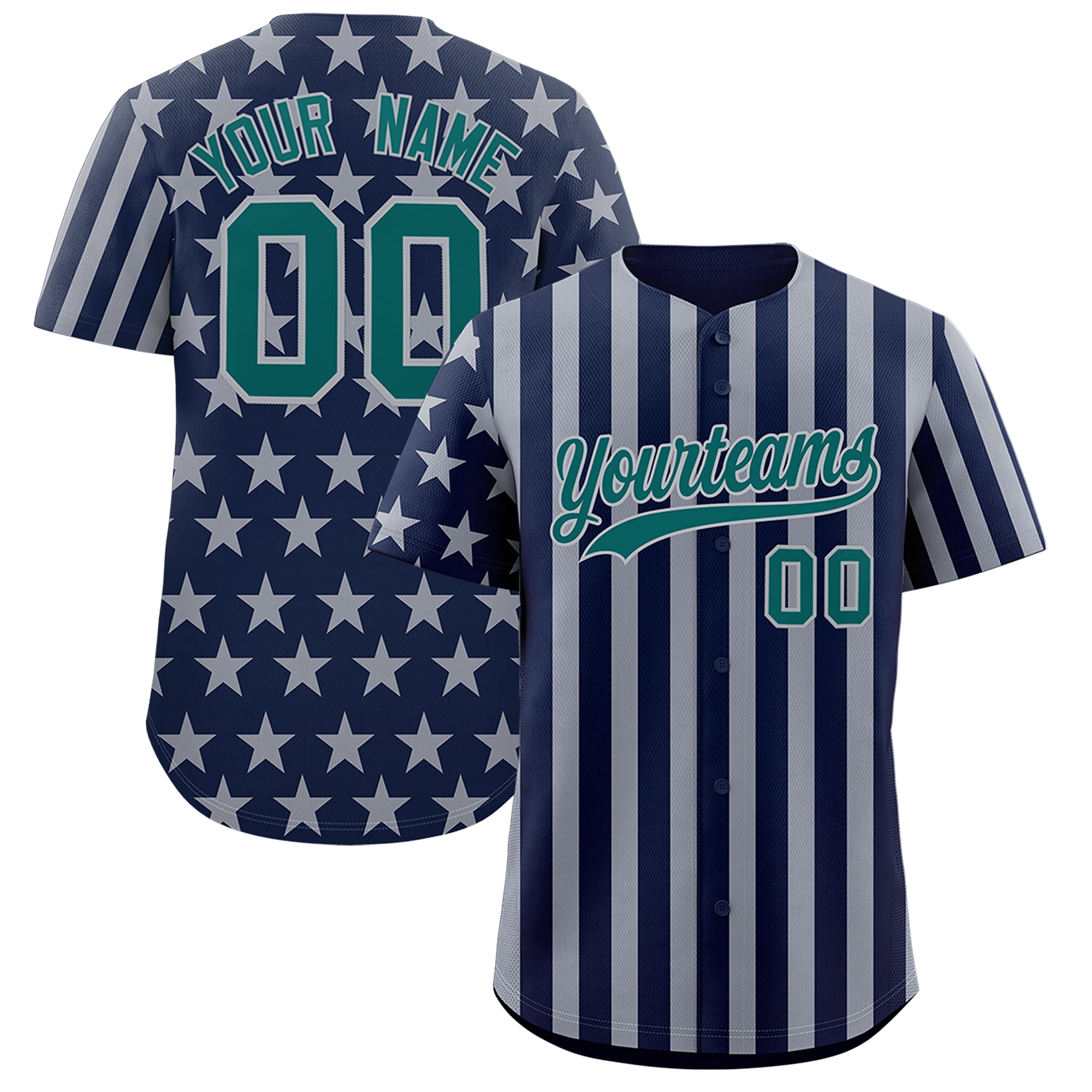 Benutzerdefiniertes Graffiti-Muster-Baseball-Trikot mit amerikanischer Flagge