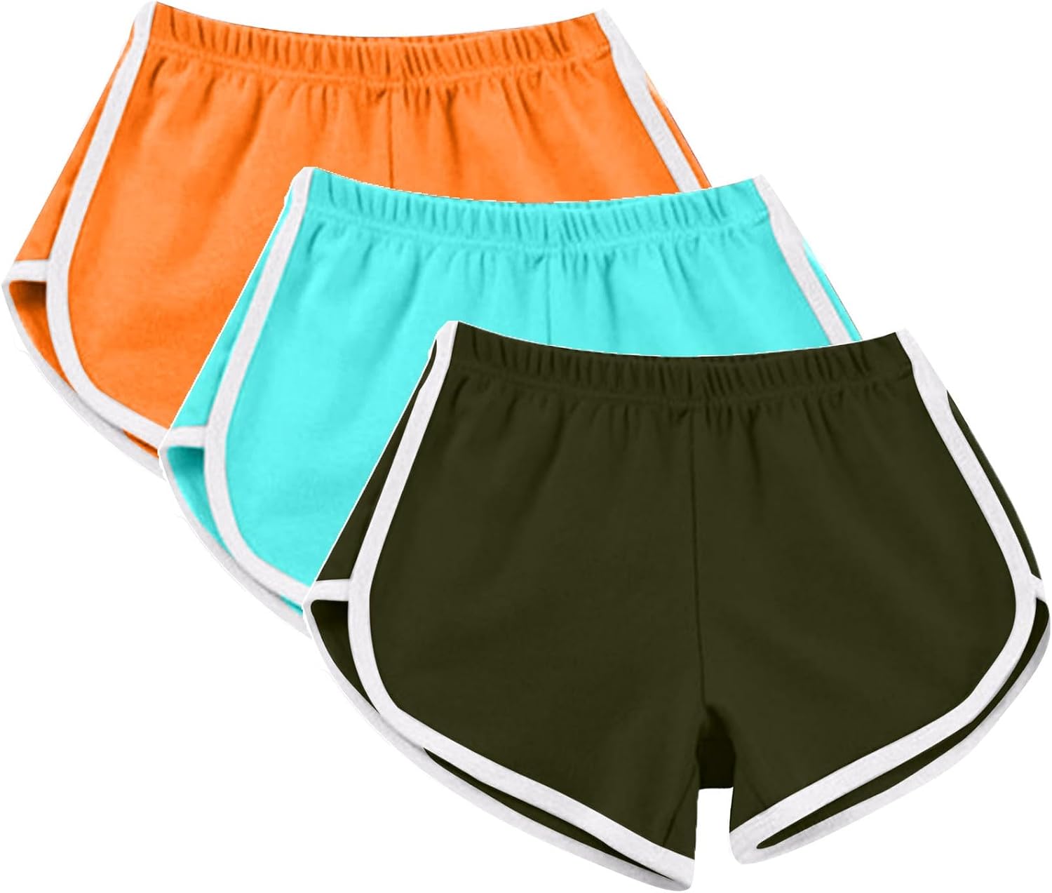 Athletic Shorts for Women 3 Packs Elastic Waist Color Block Lounge Yoga Shorts Comfy Running Biker Workout Shorts