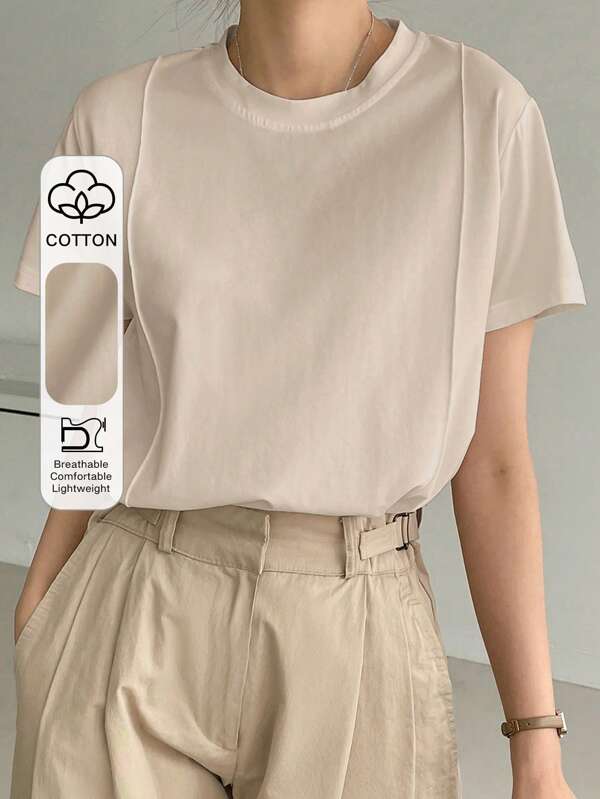 Einfarbige Nähte, T-Shirt, Business-Casual-Damen-Arbeitskleidung