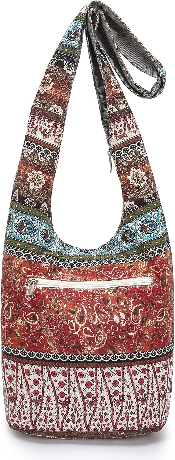 Women's Bohemian Patchwork Canvas Hobo Shoulder Bag Women's Bohemian Patchwork Canvas Hobo Shoulder Bag