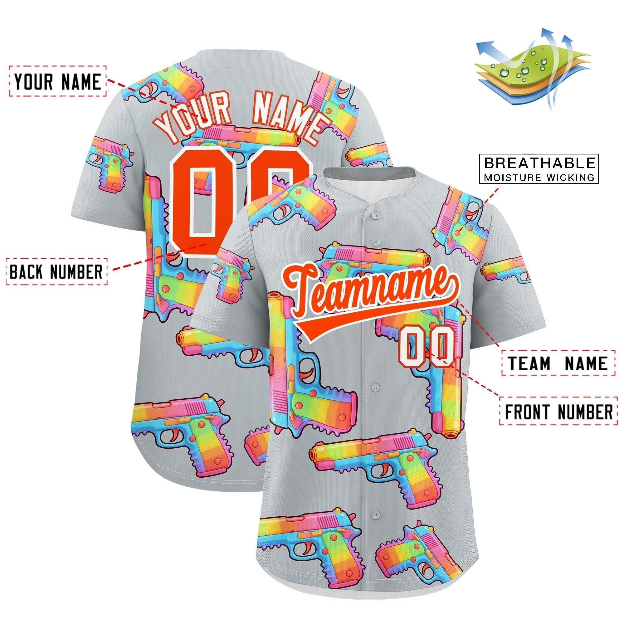 Individuelles, mit Zucker überzogenes, leichtes Baseball-Trikot mit Feuerkraft-Graffiti-Muster