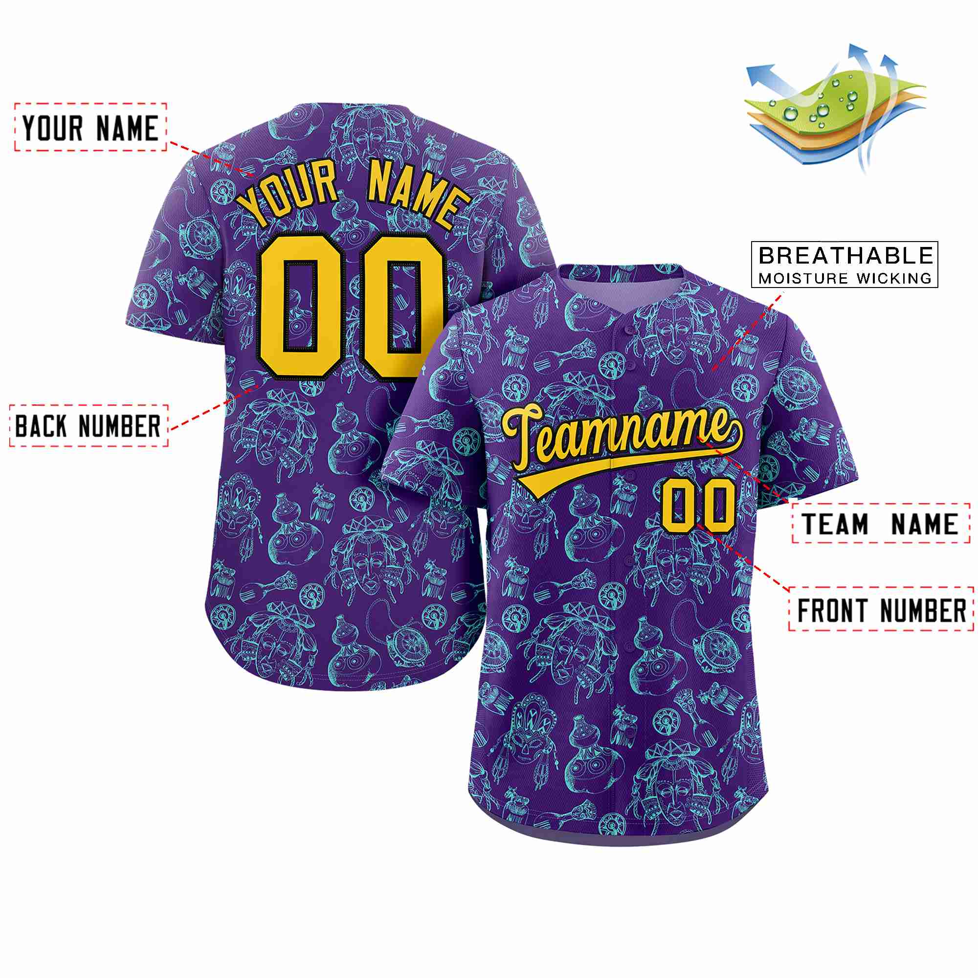Benutzerdefiniertes 3D-Graffiti-Muster, personalisiertes Design, authentisches Baseball-Trikot