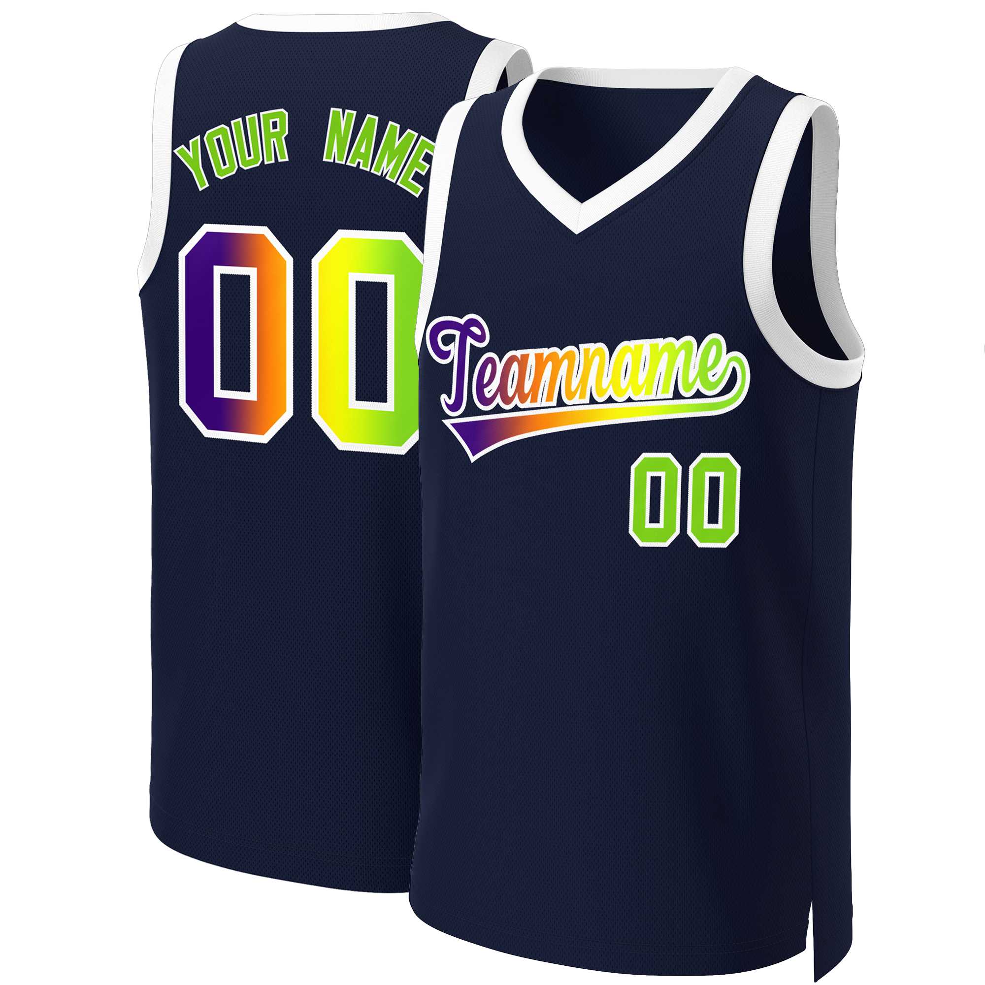 Benutzerdefiniertes Basketballtrikot mit klassischem Farbverlauf und modischen Oberteilen