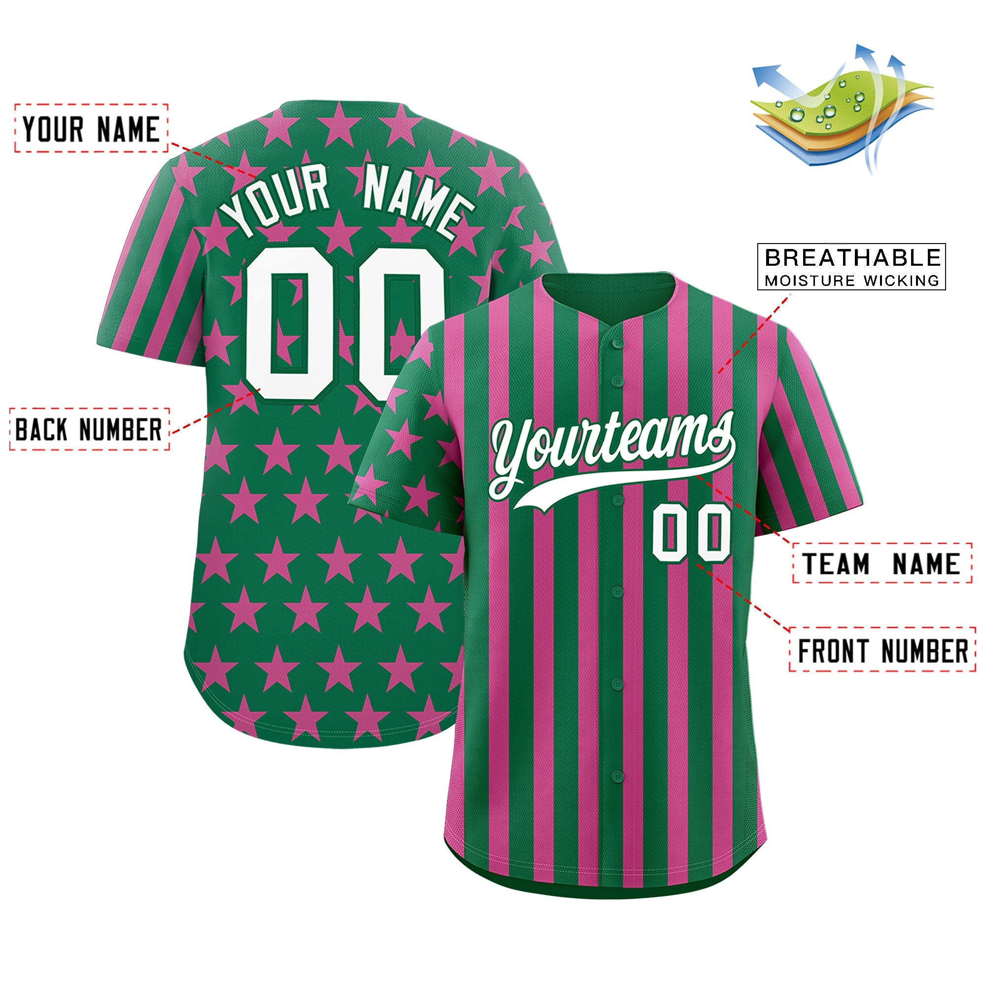 Benutzerdefiniertes Graffiti-Muster-Baseball-Trikot mit amerikanischer Flagge