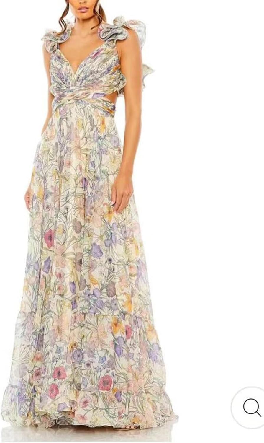 Women's Summer Floral Print Straps Sleeveless V Neck Criss Cross Backless Chiffon Beach Boho Party Long Maxi Dress