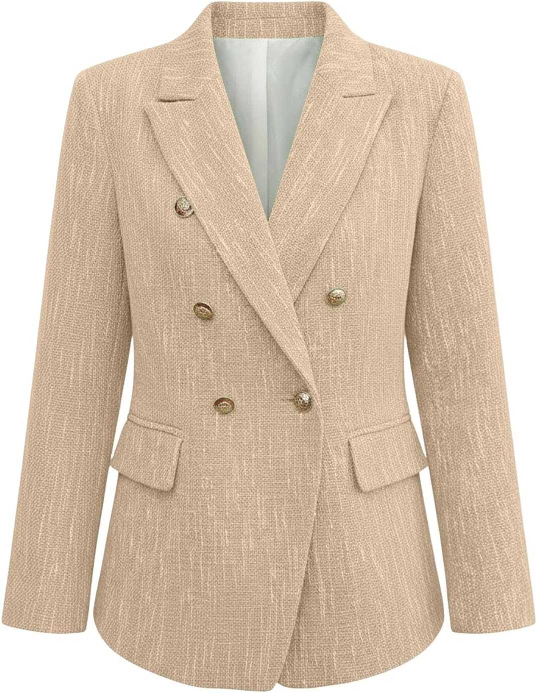 Women's Tweed Double Breasted Blazers Business Casual Suit Jackets Women Blazer Jacket Long Sleeve Notch Lapel Button Down Work Office with Pockets Women's Tweed Double Breasted Blazers Business Casual Suit Jackets Women Blazer Jacket Long Sleeve Notch Lapel Button Down Work Office with Pockets