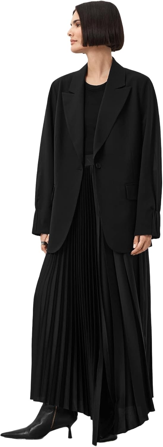 Women's Oversized Single Button Blazer Black