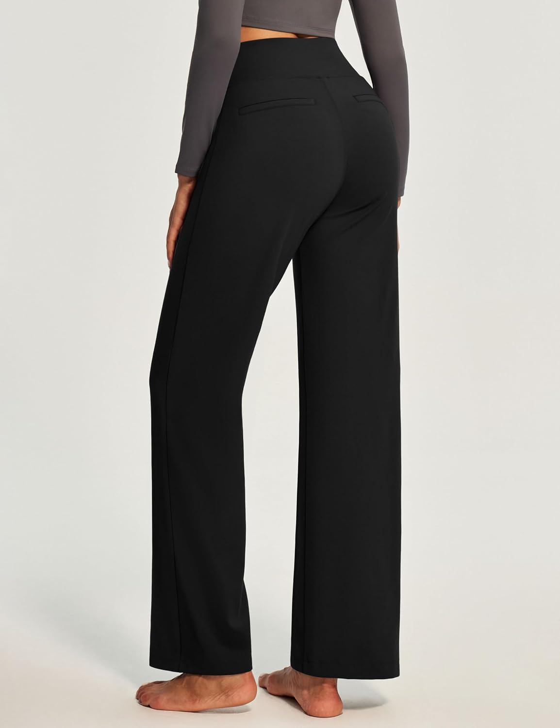 Women's High Waist Wide Leg Pants Tummy Control Black