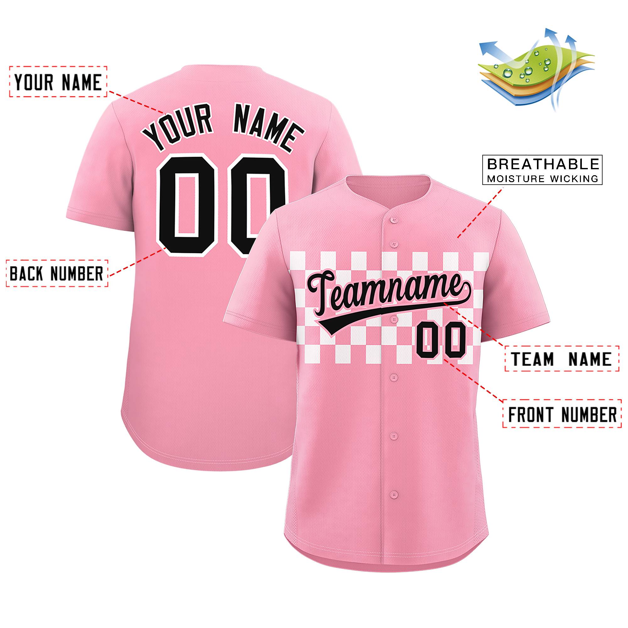 Individuell personalisiertes authentisches Baseball-Trikot mit kariertem Modedesign Individuell personalisiertes authentisches Baseball-Trikot mit kariertem Modedesign