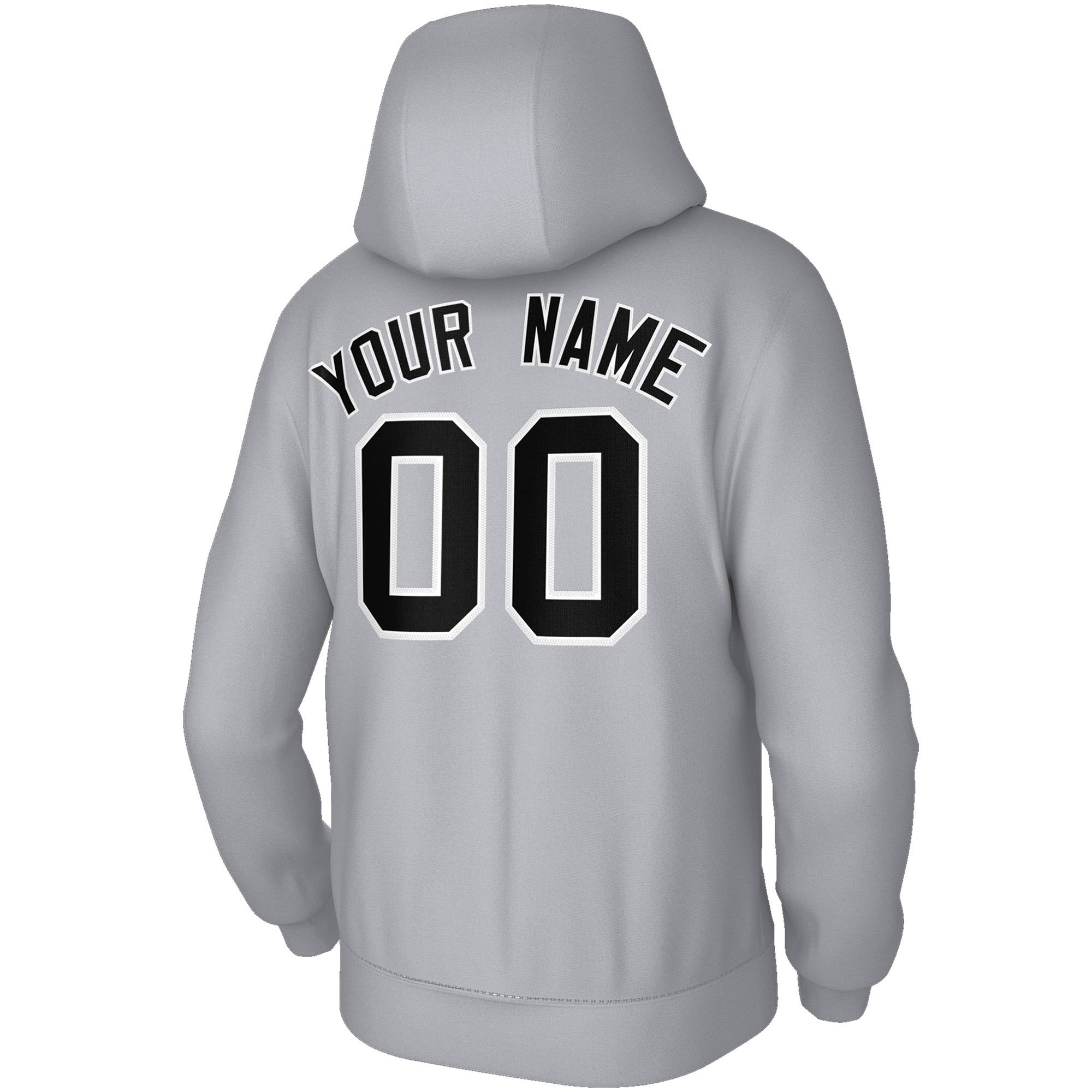 Individuell genähter grau-schwarz-weißer Sweatshirt-Pullover im klassischen Stil