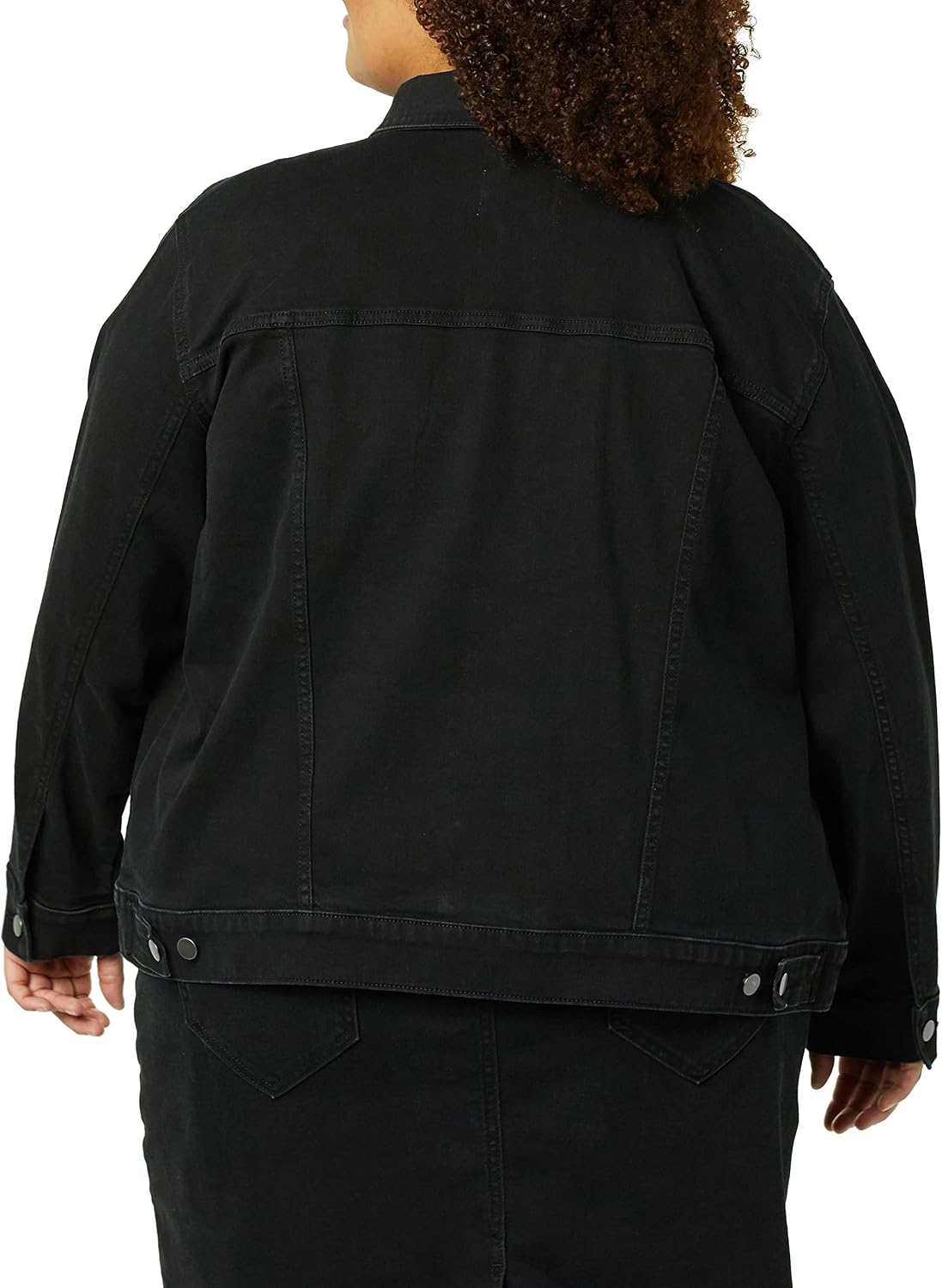 Women's Plus Size Classic Denim Trucker Jacket Black Wash Women's Plus Size Classic Denim Trucker Jacket Black Wash