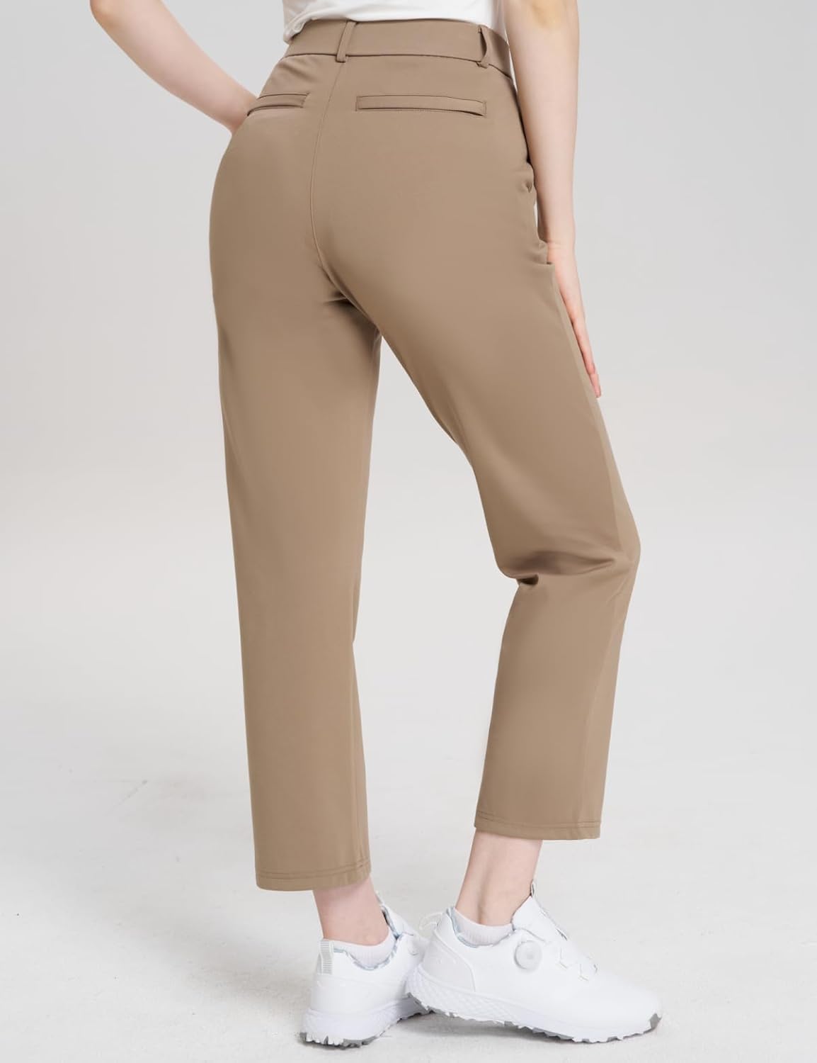 Women's Golf Pants Stretch Ankle Slacks with Pockets Tan