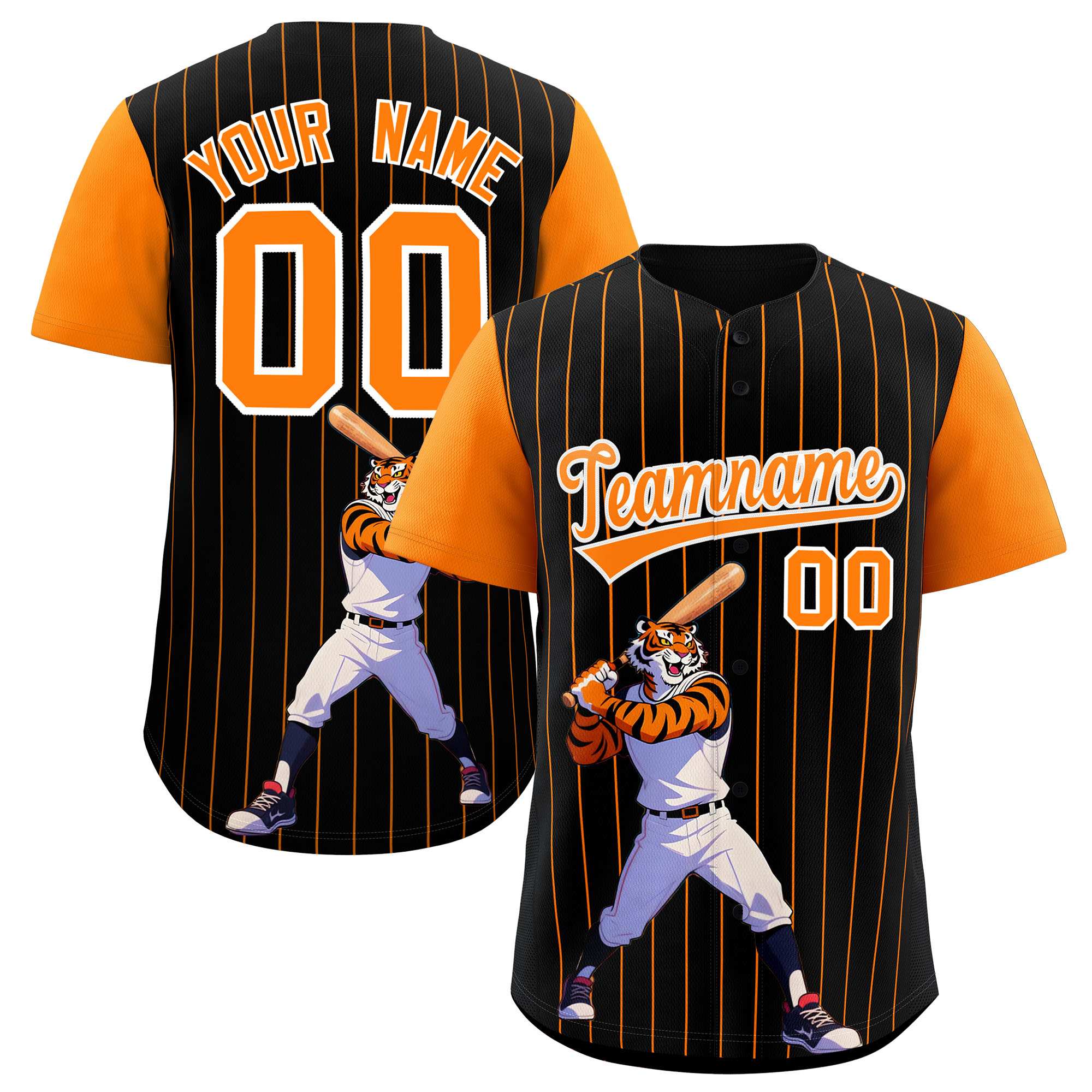 Authentisches Baseball-Trikot mit individuellem Streifen-Tiere-Graffiti-Muster, Raglanärmeln Authentisches Baseball-Trikot mit individuellem Streifen-Tiere-Graffiti-Muster, Raglanärmeln