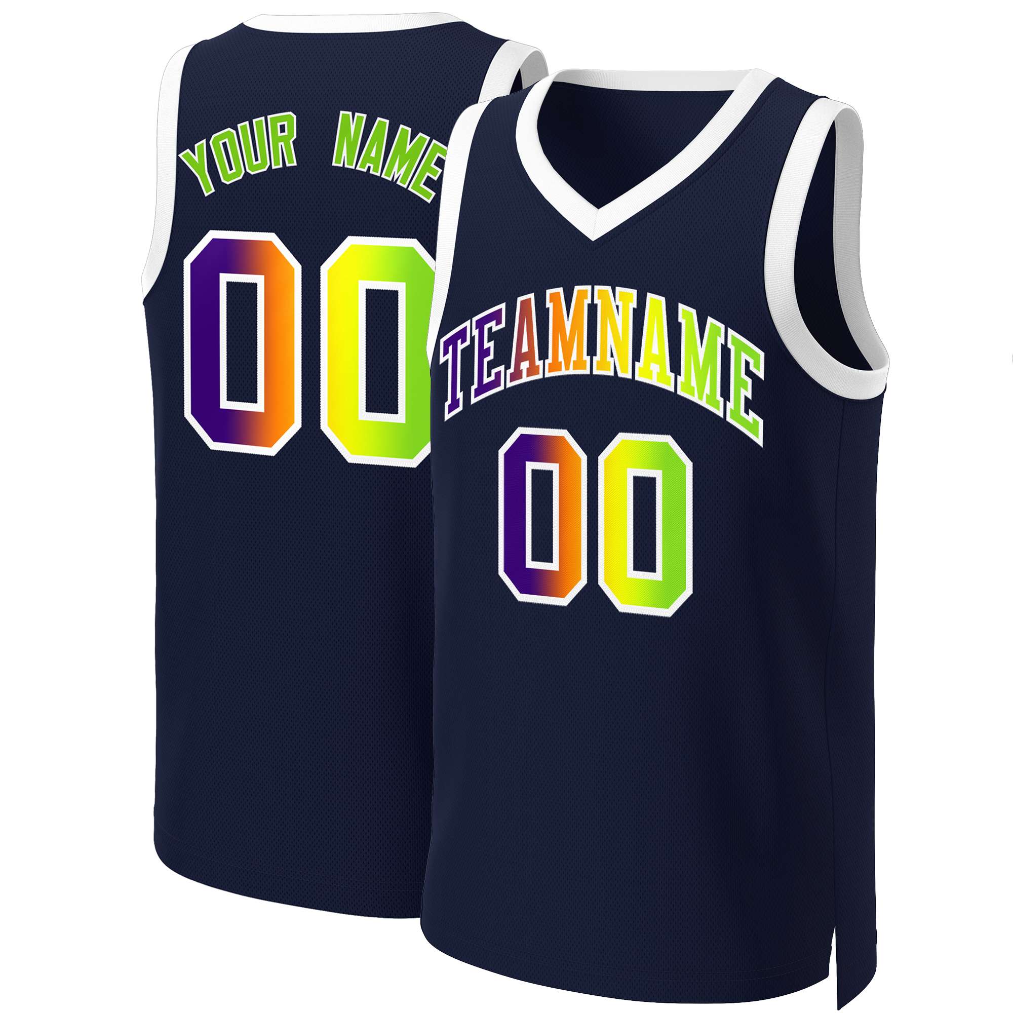 Benutzerdefiniertes Basketballtrikot mit klassischem Farbverlauf und modischen Oberteilen