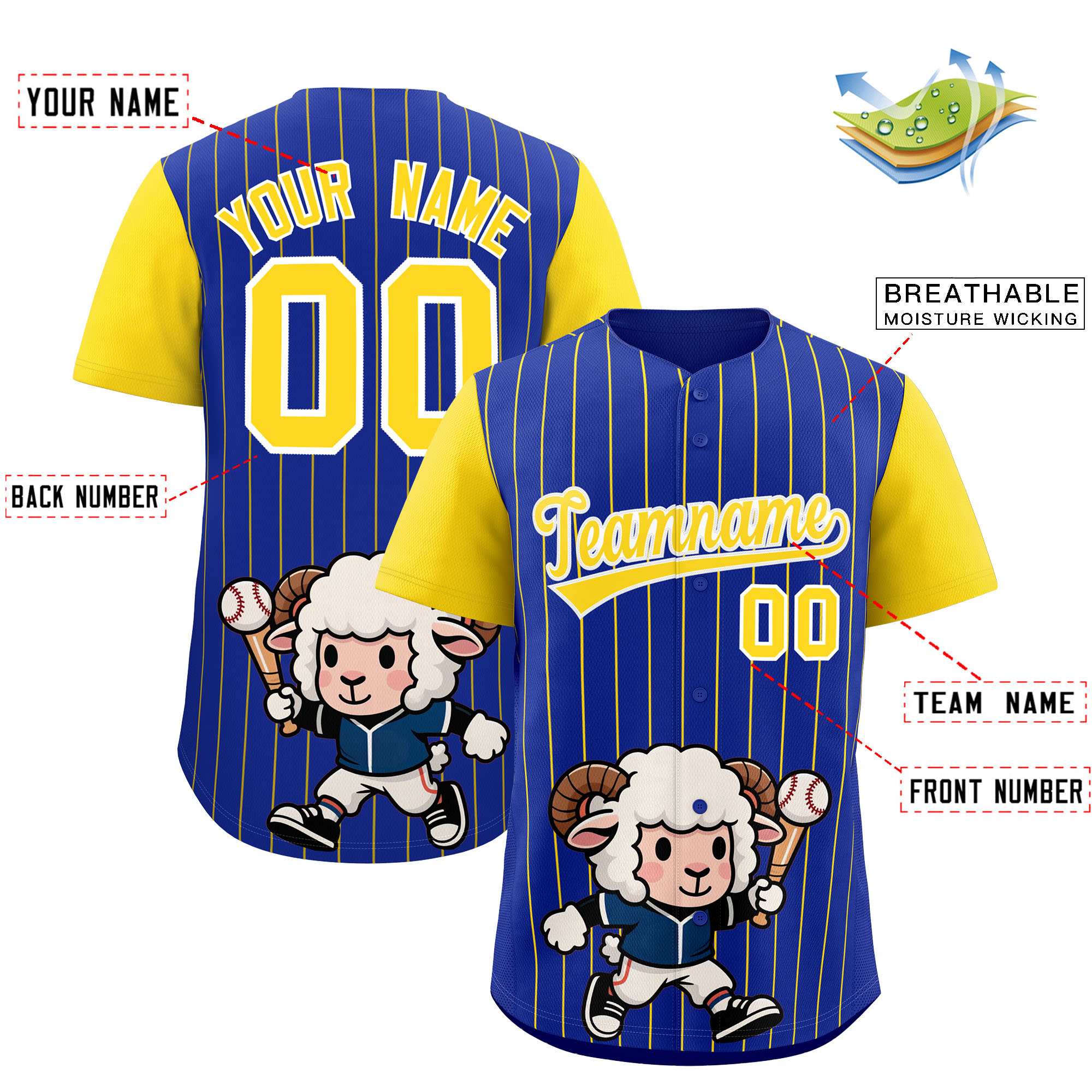 Authentisches Baseball-Trikot mit individuellem Streifen-Tiere-Graffiti-Muster, Raglanärmeln Authentisches Baseball-Trikot mit individuellem Streifen-Tiere-Graffiti-Muster, Raglanärmeln