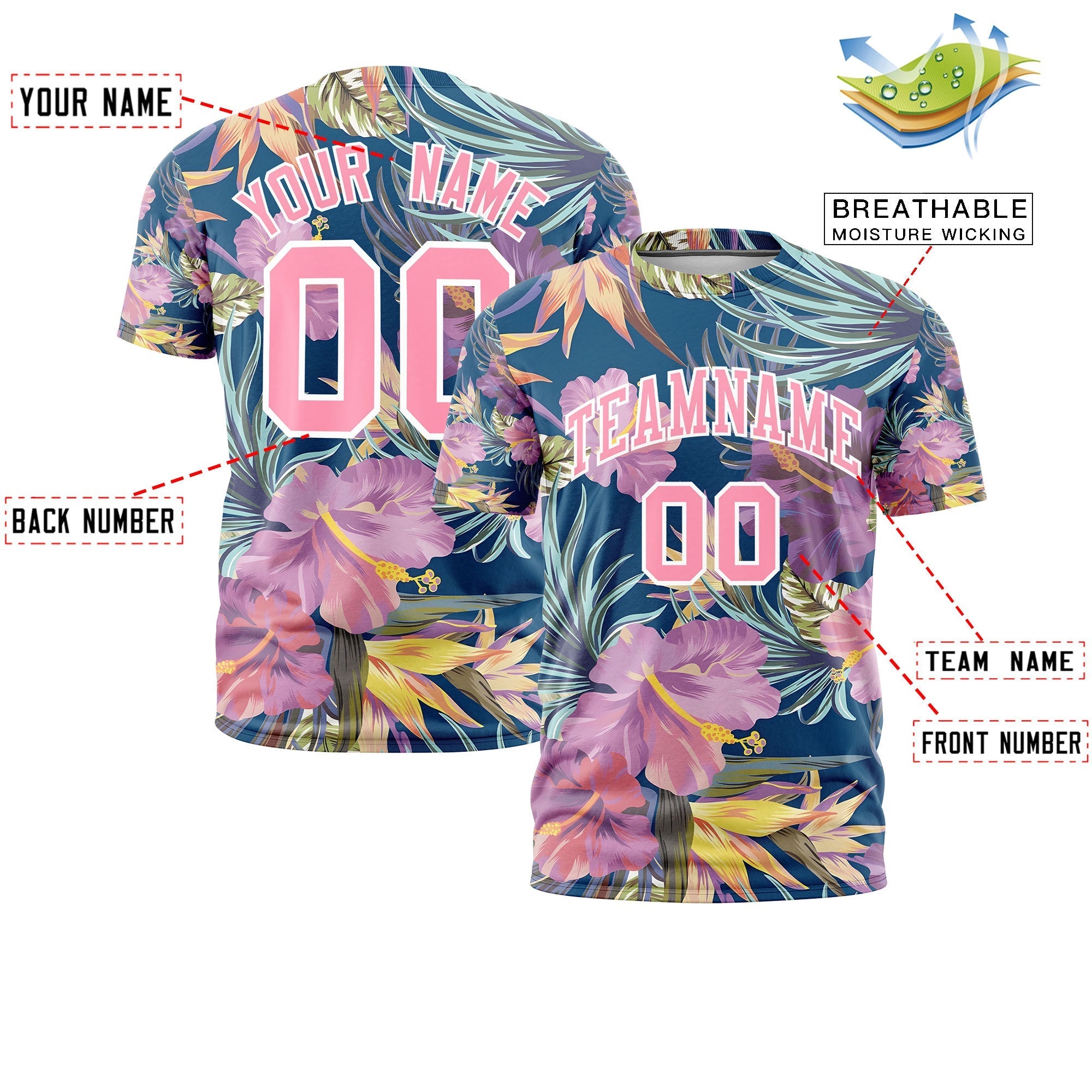 Benutzerdefiniertes T-Shirt im hawaiianischen Stil mit Graffiti-Muster