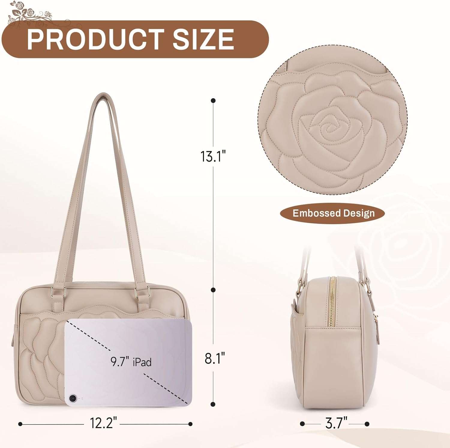 Shoulder Bag for Women Embossed Vegan Leather Hobo Purse Medium Handbag for Work Commute and Travel Shoulder Bag for Women Embossed Vegan Leather Hobo Purse Medium Handbag for Work Commute and Travel
