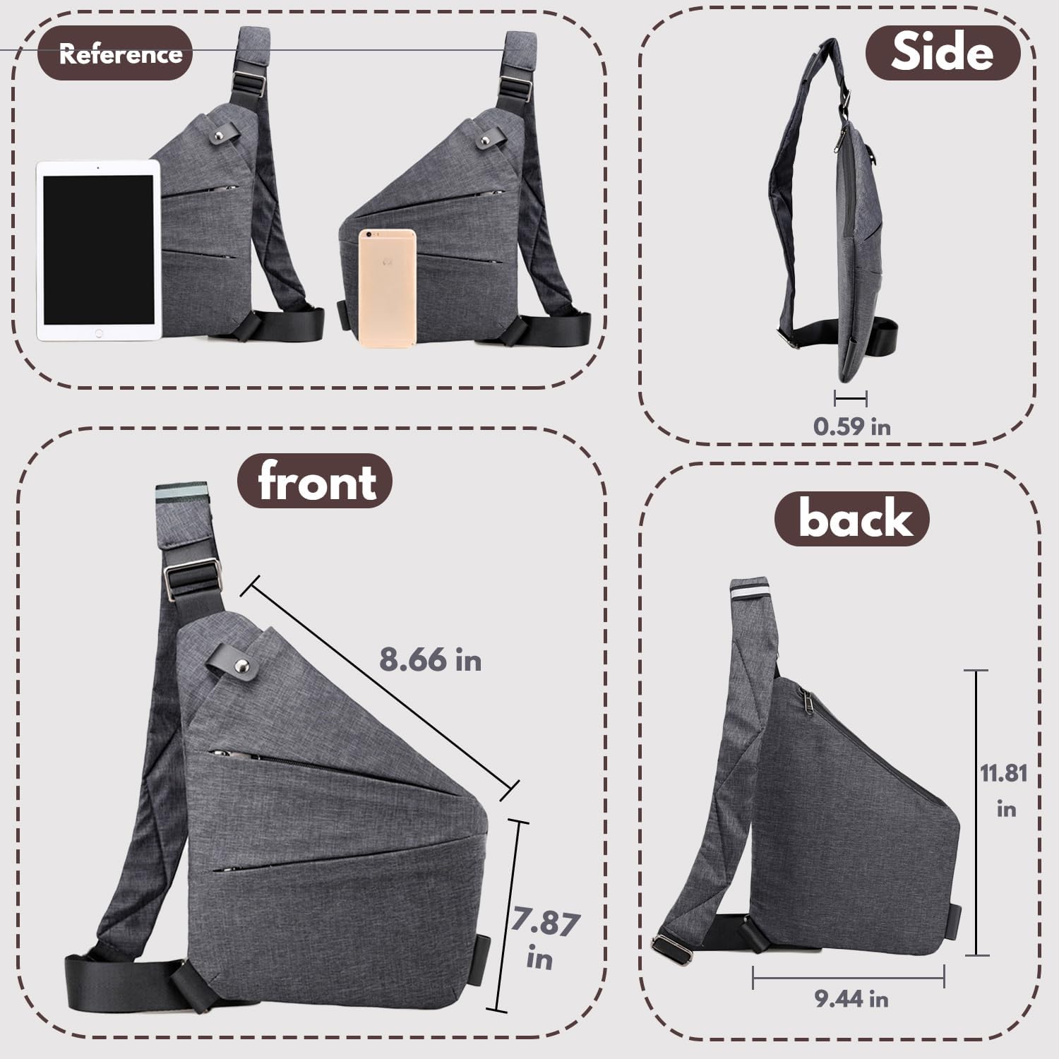 Women's Nylon Sling Crossbody Bag with Reflective Stripe Women's Nylon Sling Crossbody Bag with Reflective Stripe