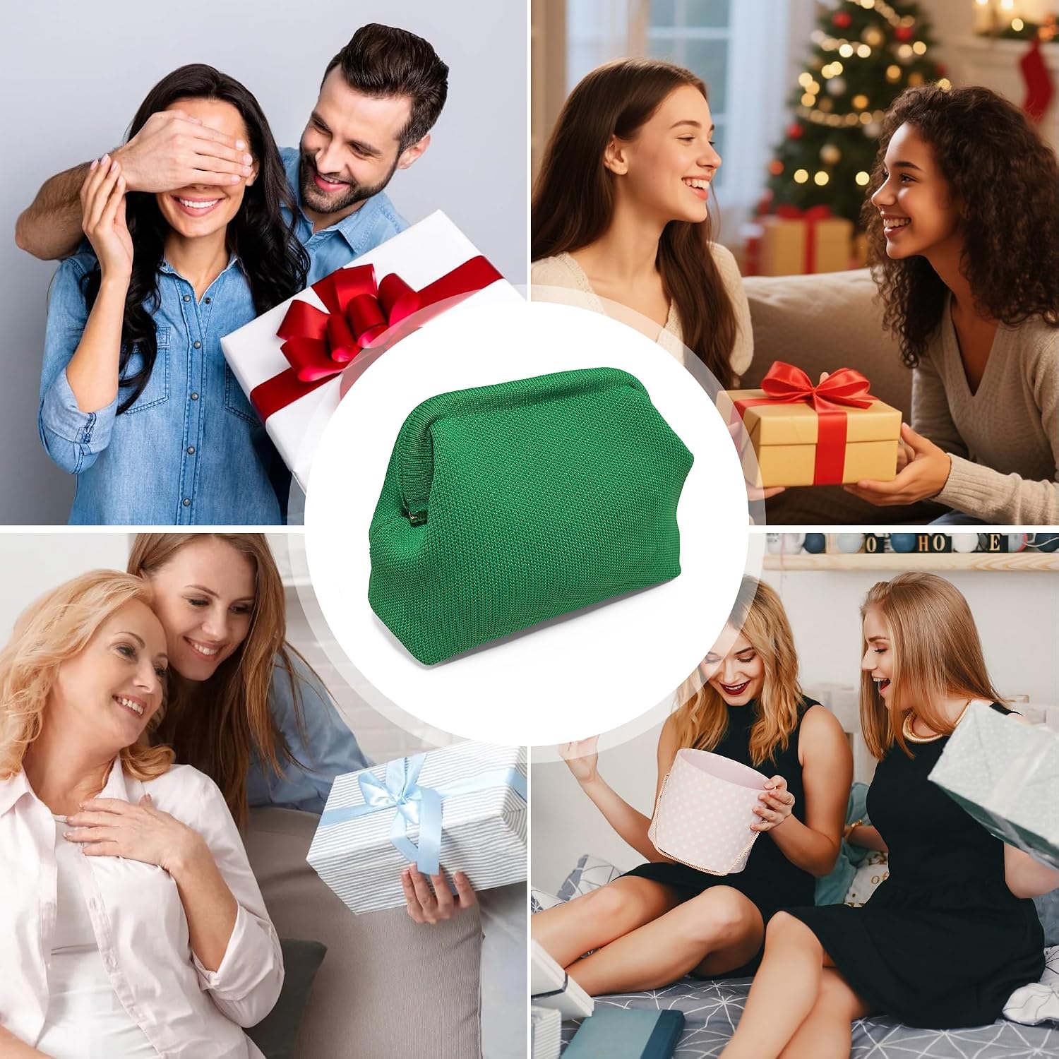Women's Crochet Clutch Purse Knit Wide Mouth Pouch Green Women's Crochet Clutch Purse Knit Wide Mouth Pouch Green