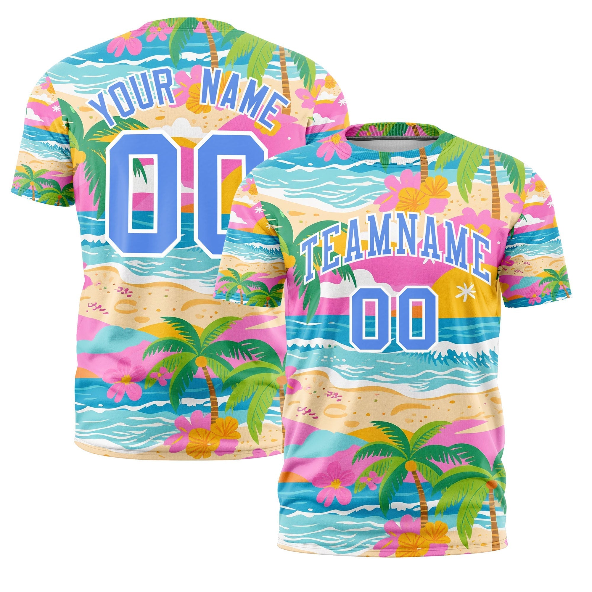 Benutzerdefiniertes T-Shirt im hawaiianischen Stil mit Graffiti-Muster