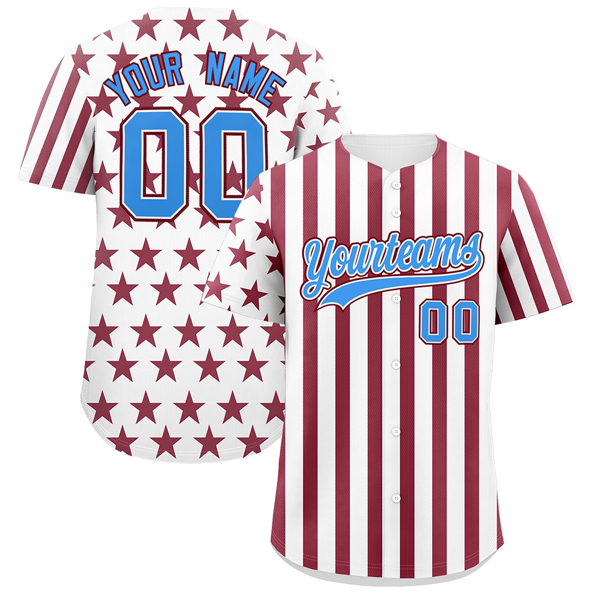 Benutzerdefiniertes Graffiti-Muster-Baseball-Trikot mit amerikanischer Flagge