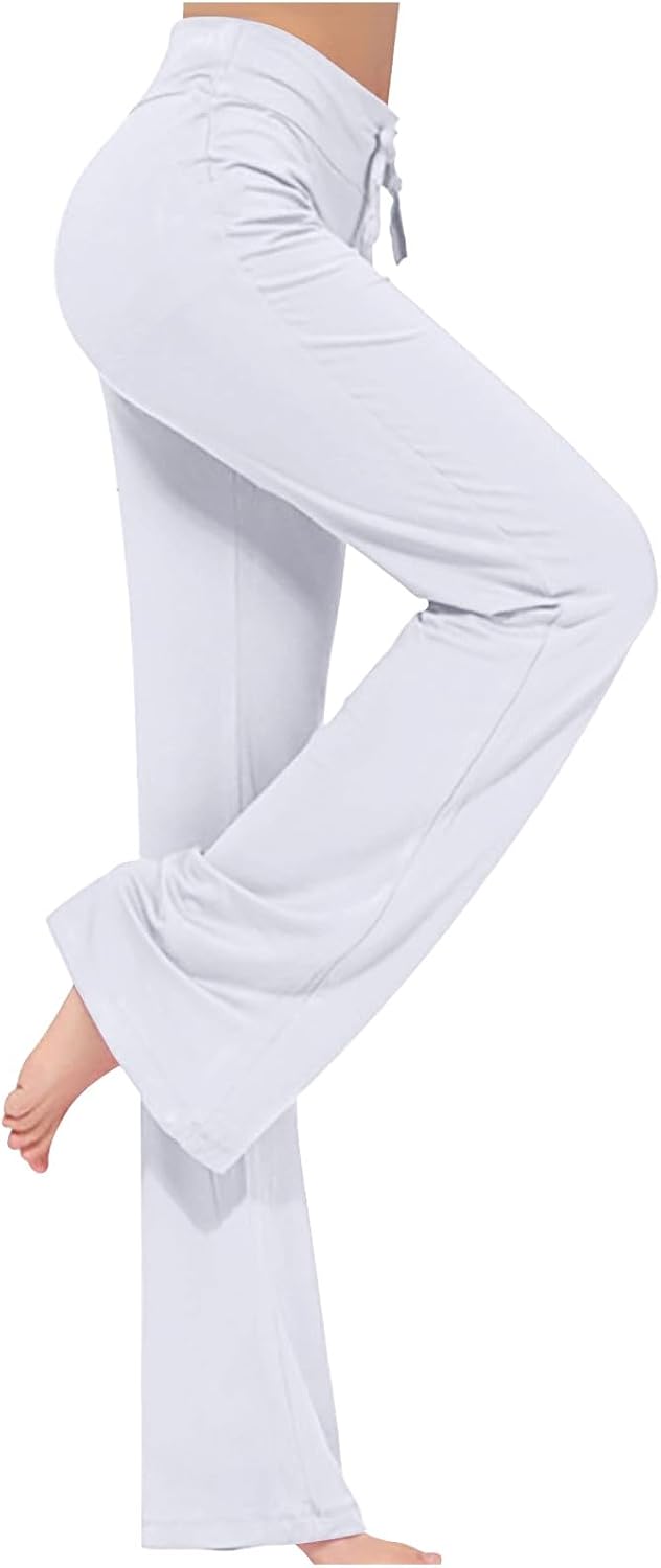 Yoga Pants for Women Drawstring Elastic High Waist Loose Fit Wide Leg Loungewear Pajama