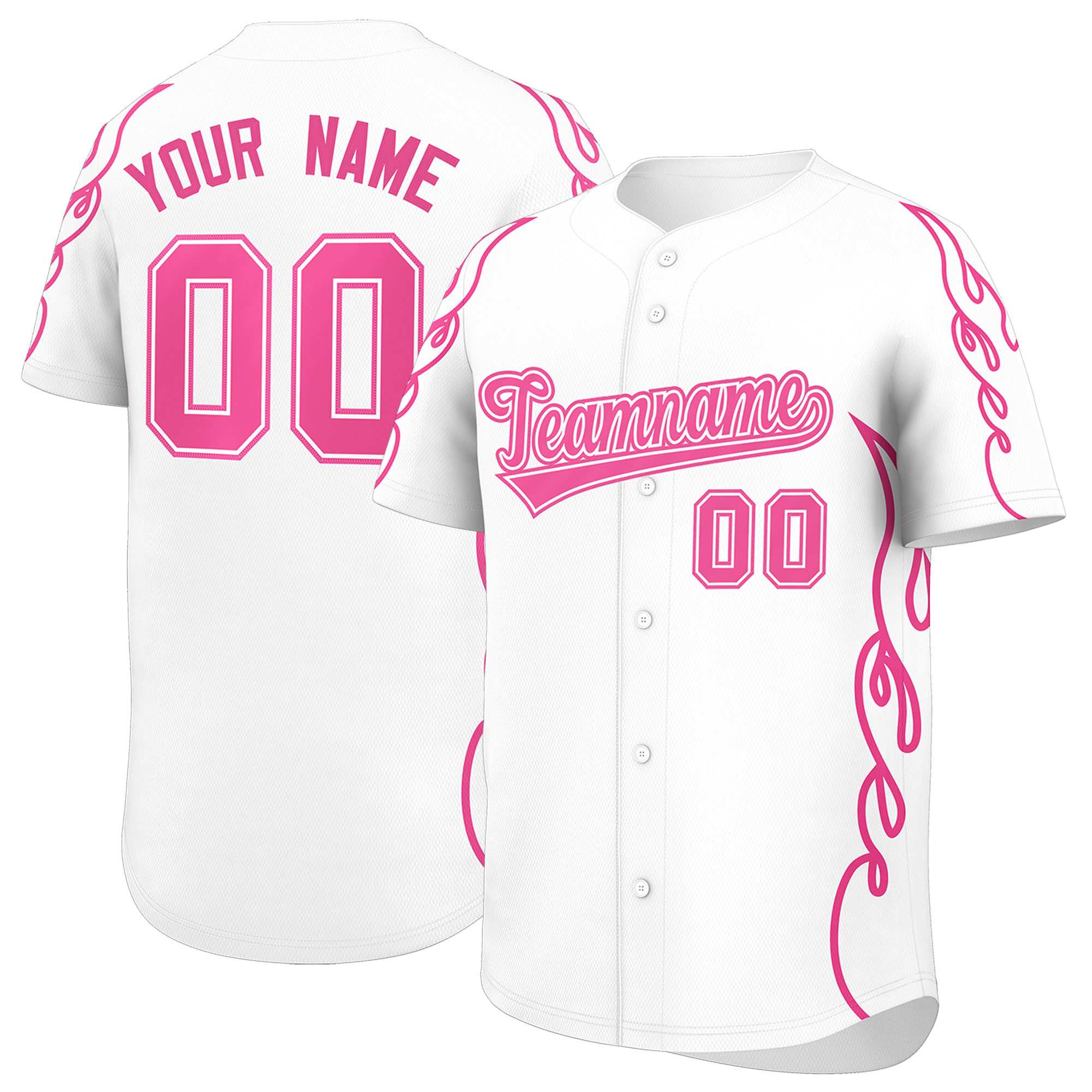 Benutzerdefiniertes Baseball-Trikot mit Seitenflammen-Umrissmuster für Sportuniformen