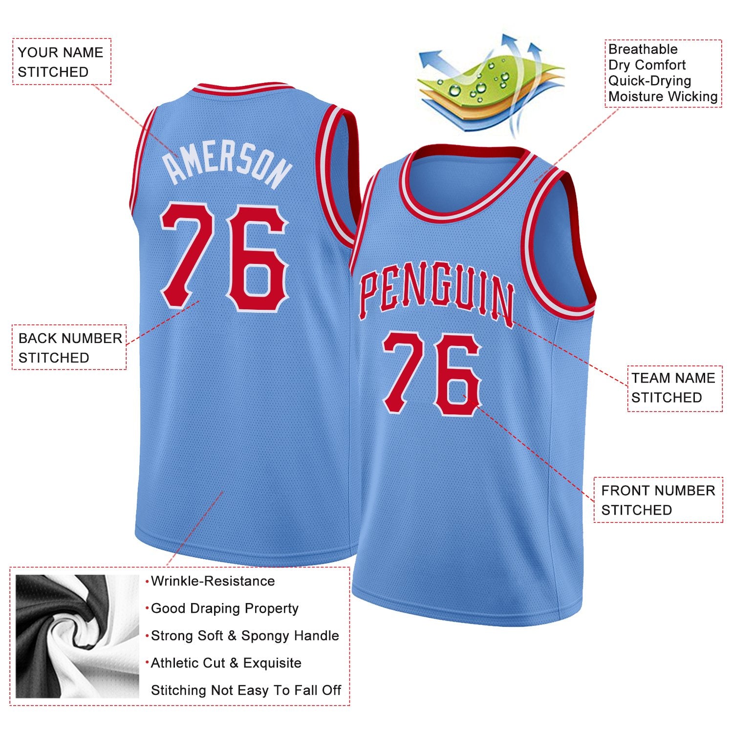 Custom Classic Tops Mesh Sport Basketball-Trikot