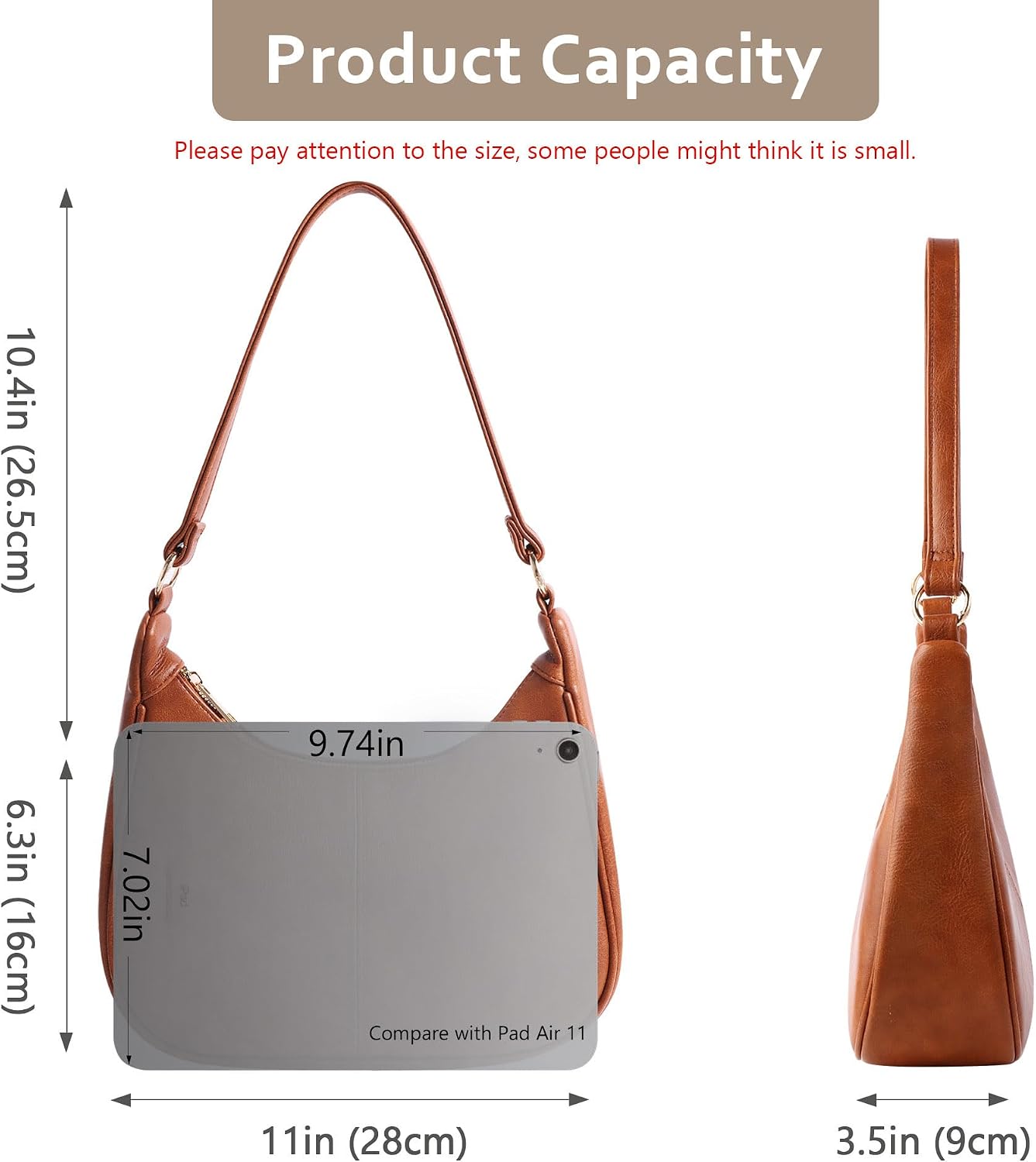 Women's Soft Vegan Leather Hobo Bag with Removable Strap Women's Soft Vegan Leather Hobo Bag with Removable Strap