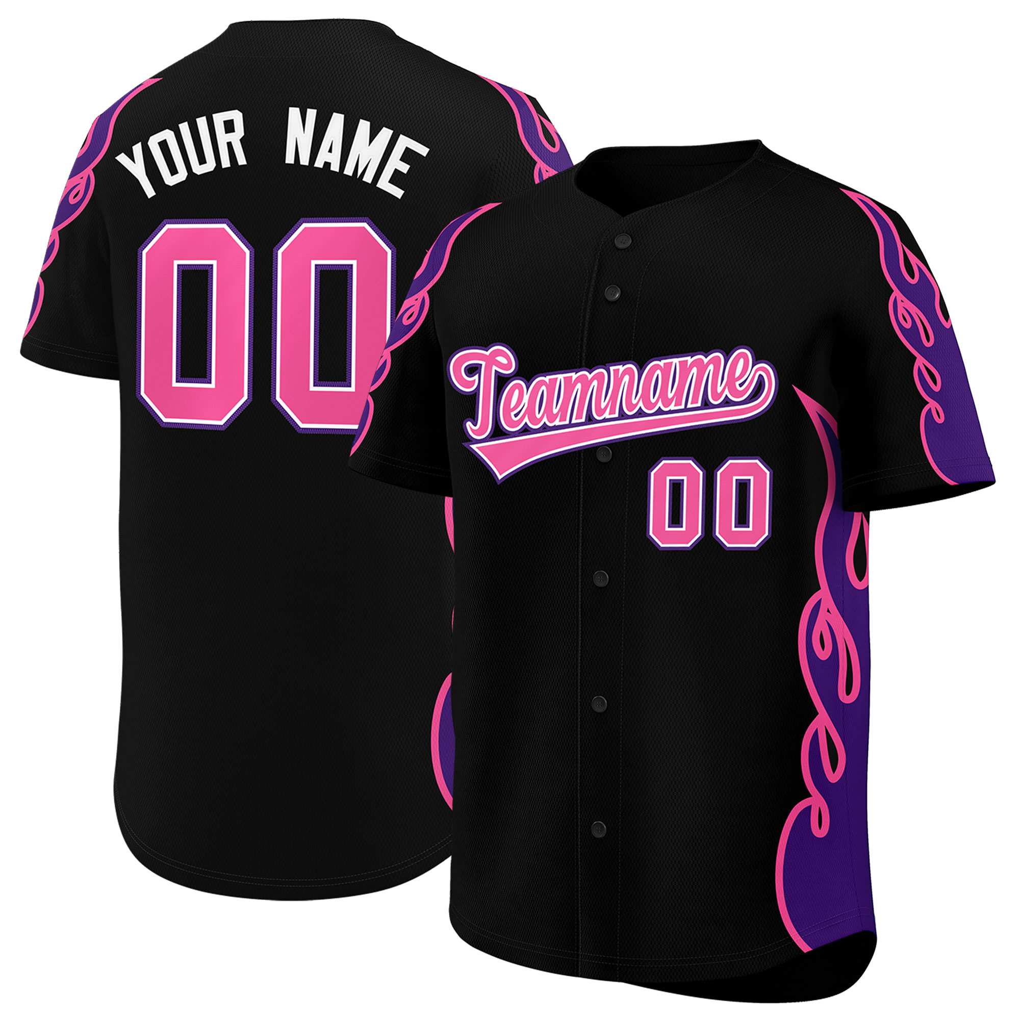Benutzerdefiniertes Baseball-Trikot mit Seitenflammen-Umrissmuster für Sportuniformen