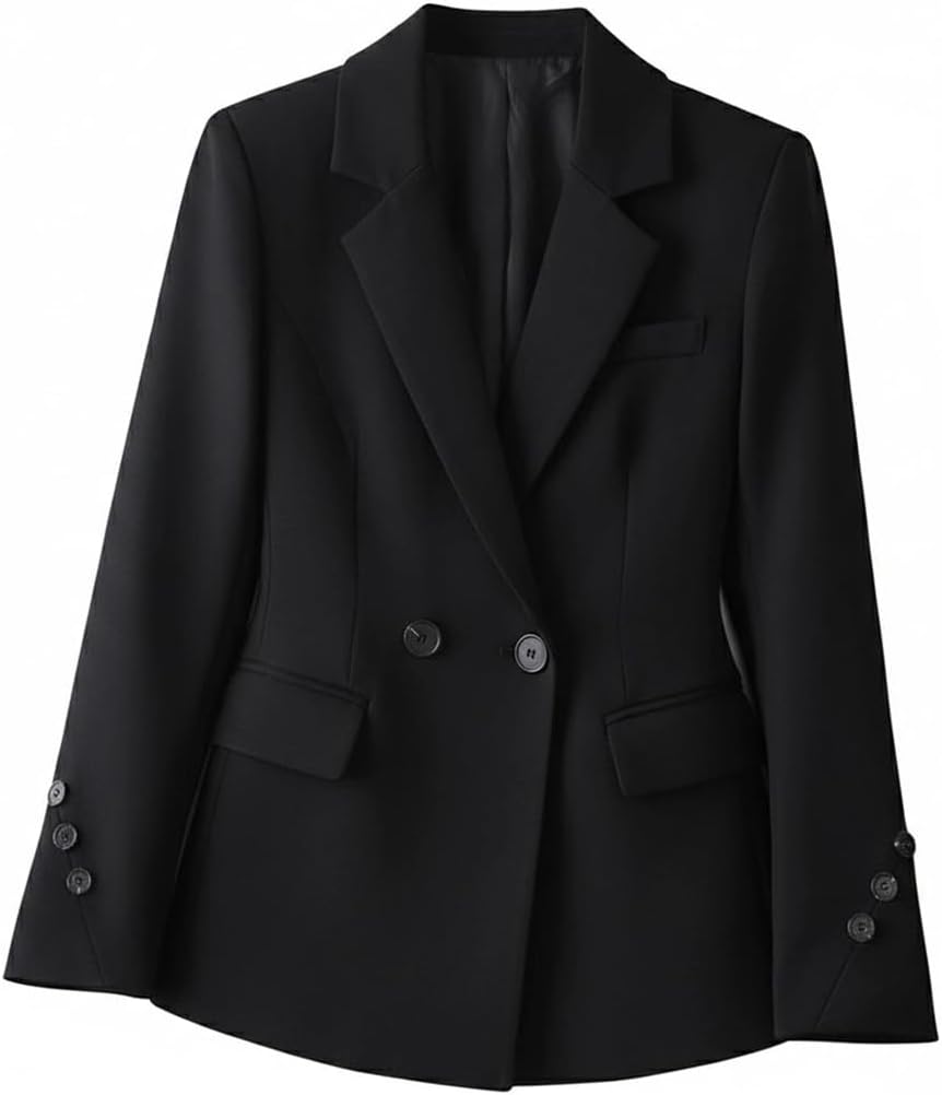 Women's Double Breasted Structured Blazer Black