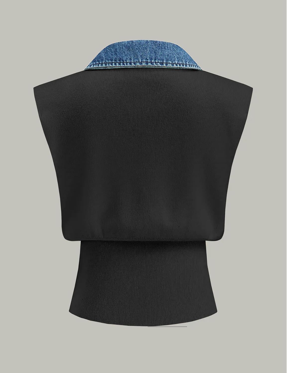 Women's Denim Trim Button Down Sweater Vest