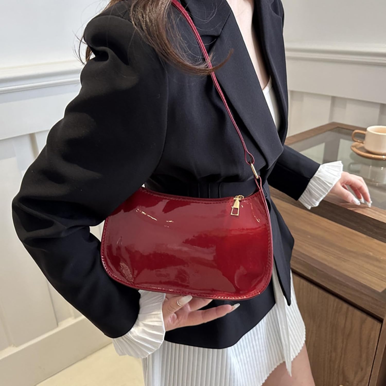 Retro PU Leather Shoulder Bag for Women Elegant Underarm Satchel Purse Fashionable Evening Handbag Armpit Women & 39 s Night Out