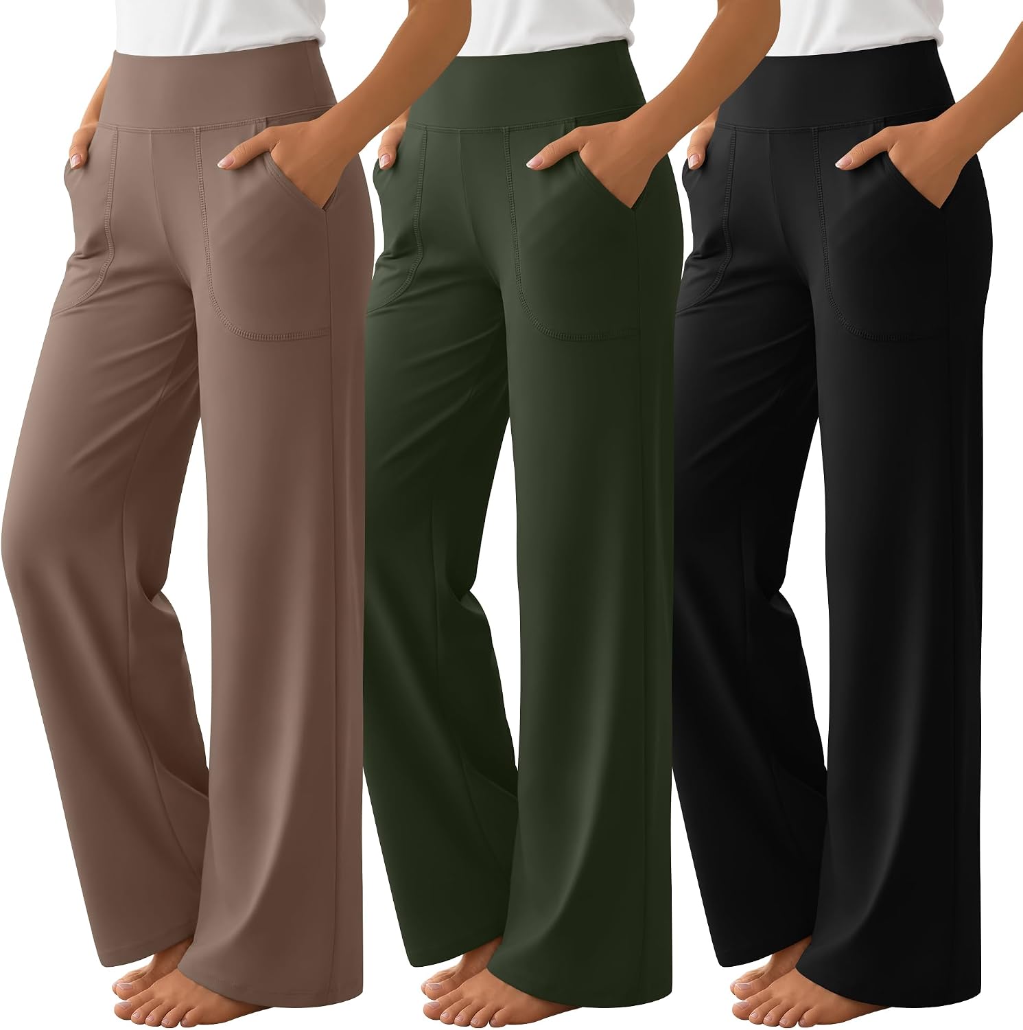 Women's Wide Leg Yoga Pants High Waist with Pockets
