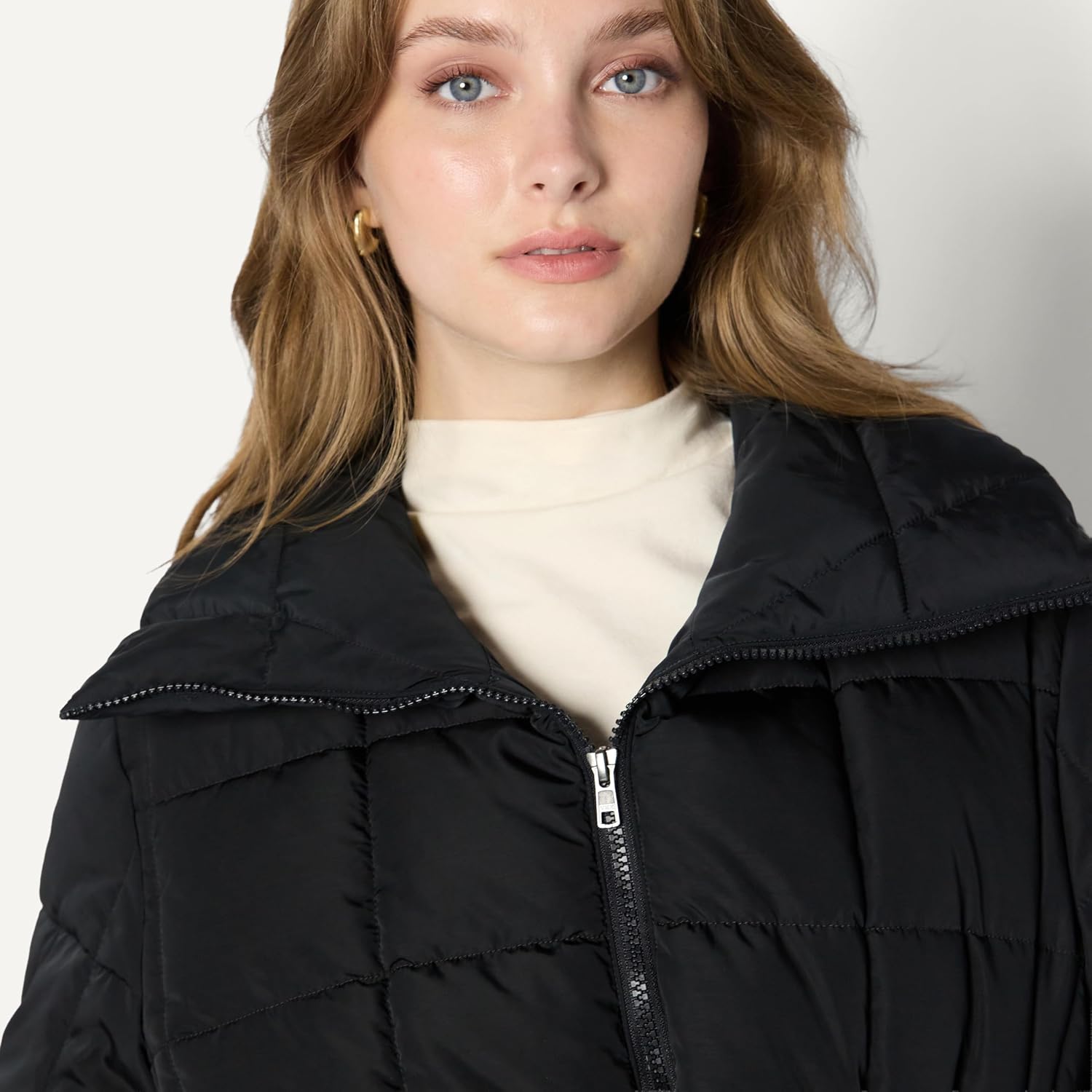 Women's Oversized Square Quilted Puffer Jacket Black