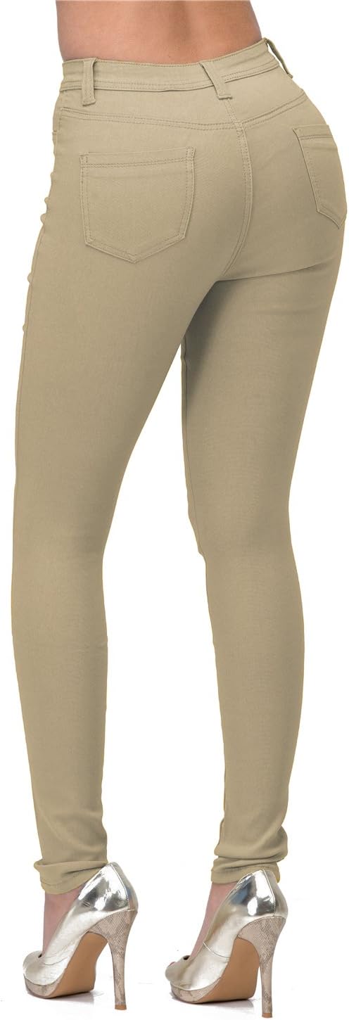 Women's High Waisted Skinny Jeans Khaki Stretch