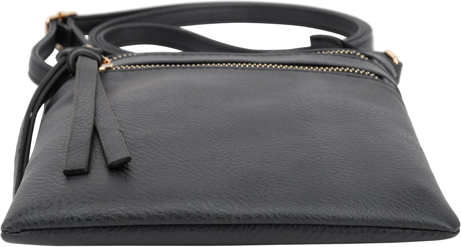 Women's Multi Zip Crossbody Bag Vegan Leather with Tassels Women's Multi Zip Crossbody Bag Vegan Leather with Tassels