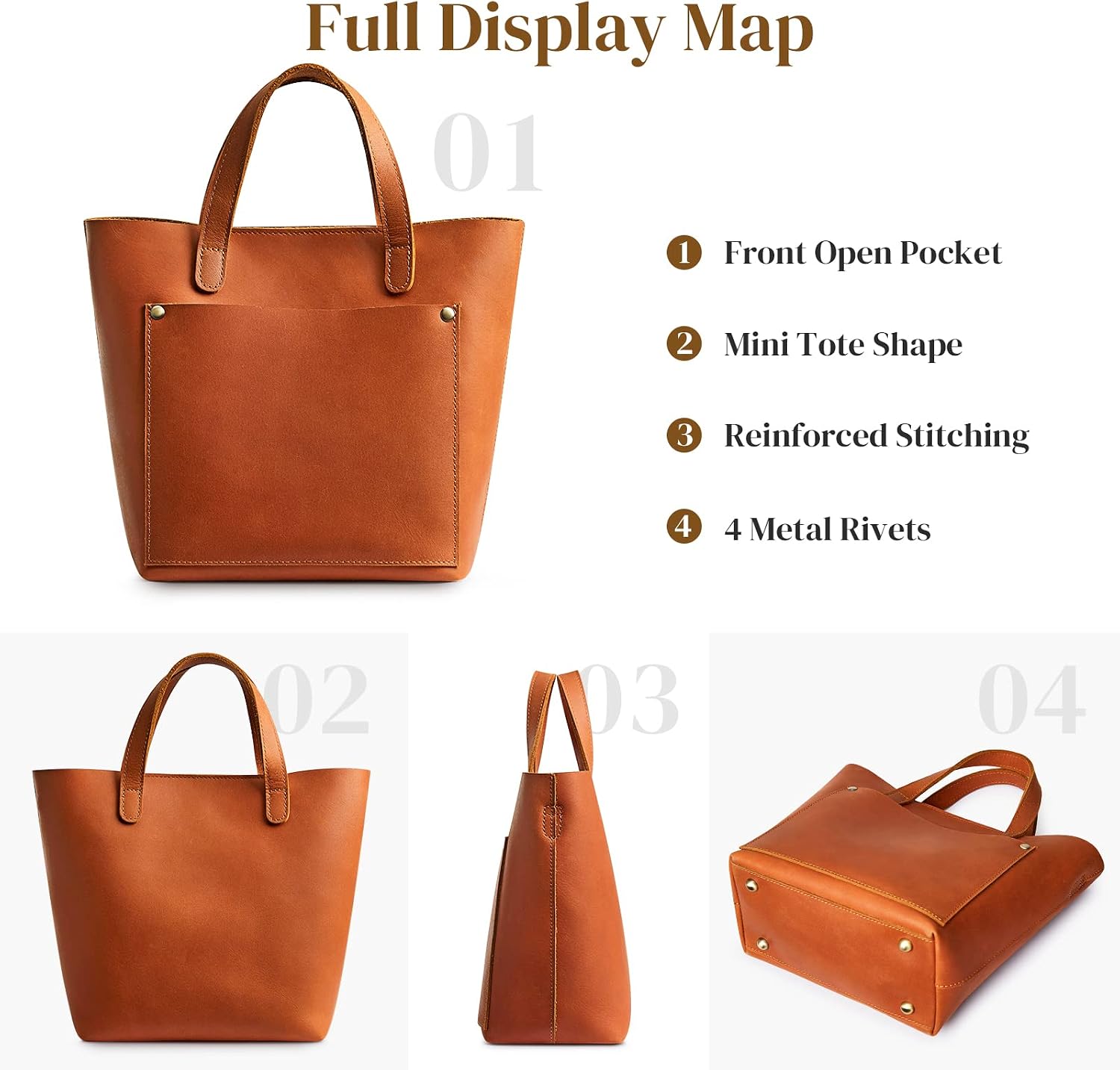 Women's Crazy Horse Leather Mini Tote Bag Brown