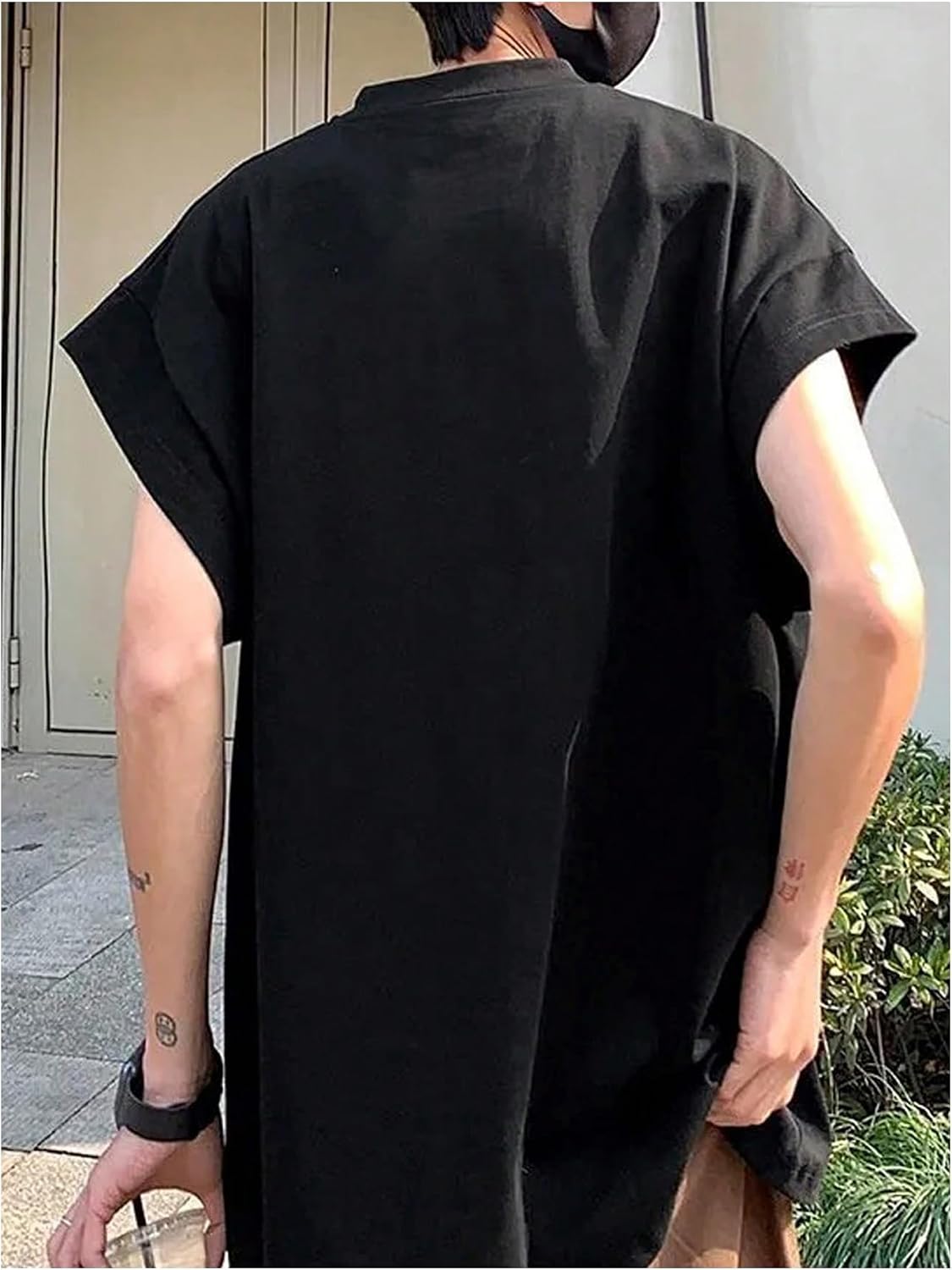 Men's Cap Sleeve Loose Fit Tank Top Black