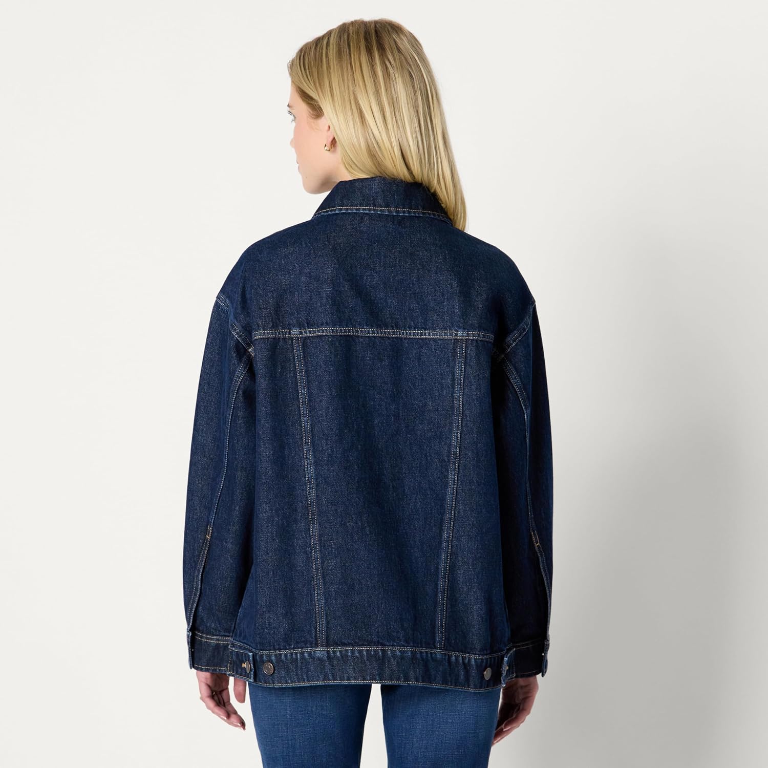 Women's Oversized Dark Wash Denim Trucker Jacket