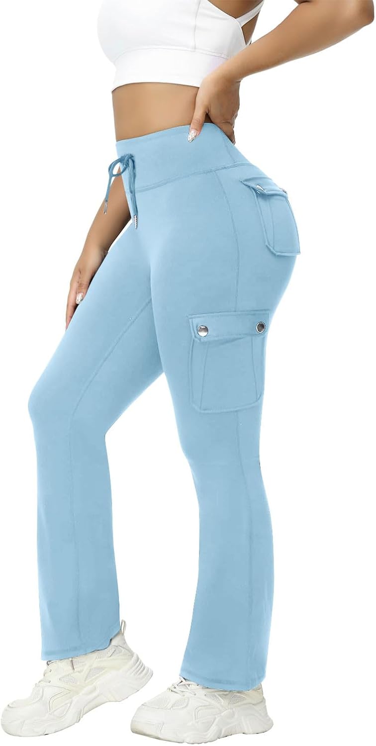 Cargo Leggings with Pockets for Women Scrunch Butt Lifting Workout High Waisted Gym Yoga Pants