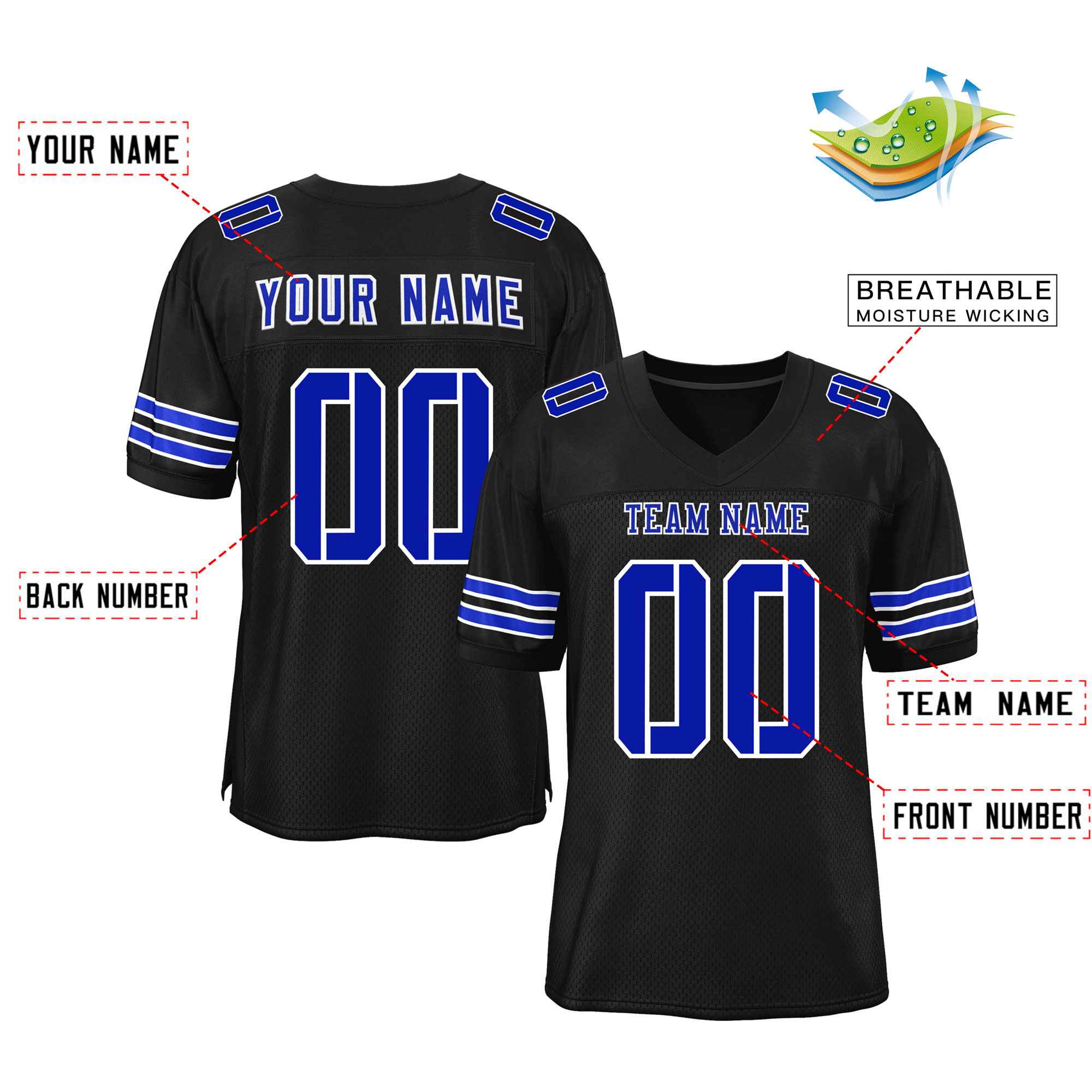 Maßgeschneidertes authentisches Mesh-Fußballtrikot im klassischen Stil