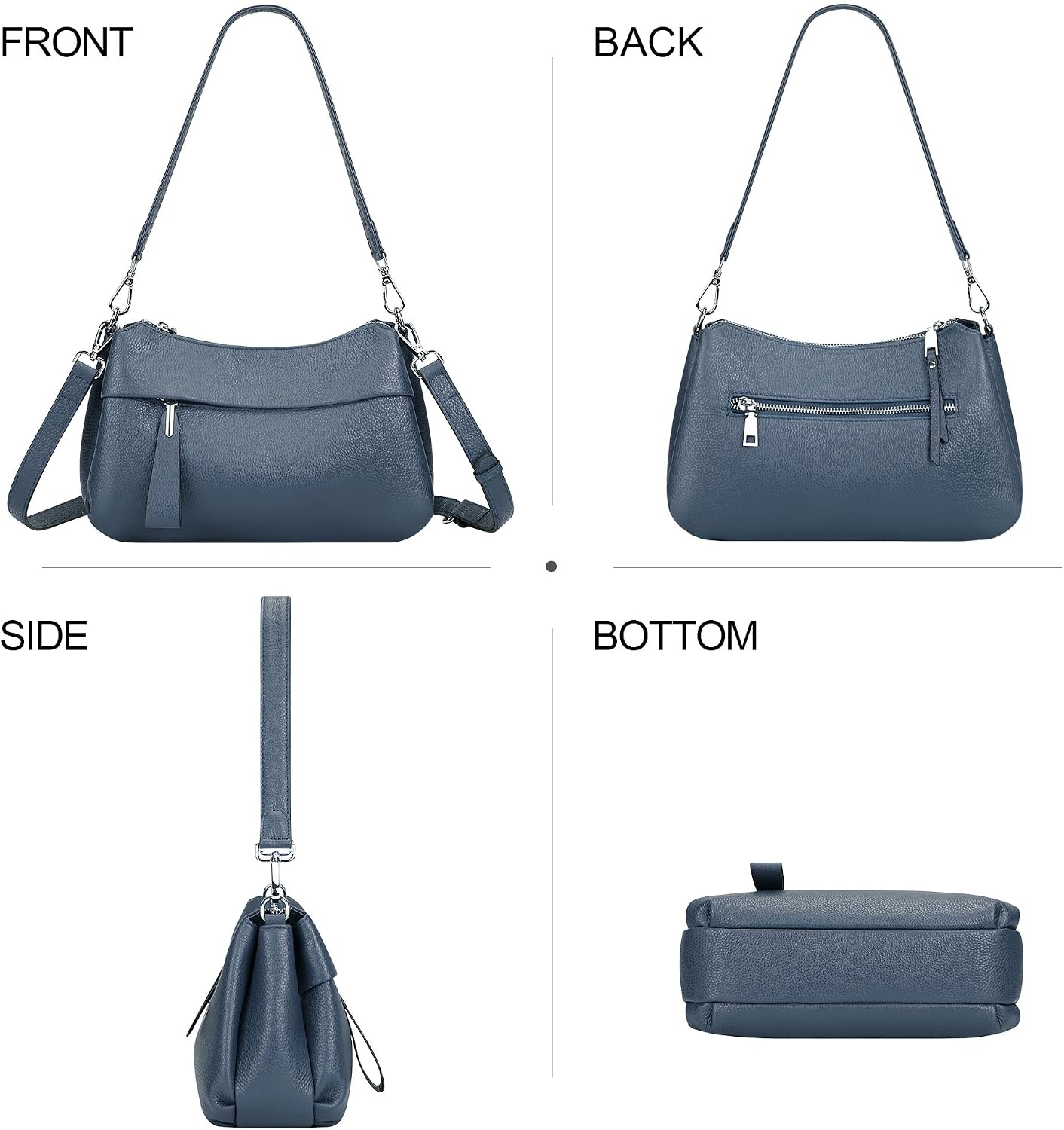 Women's Genuine Leather Hobo Crossbody Bag with Tassel