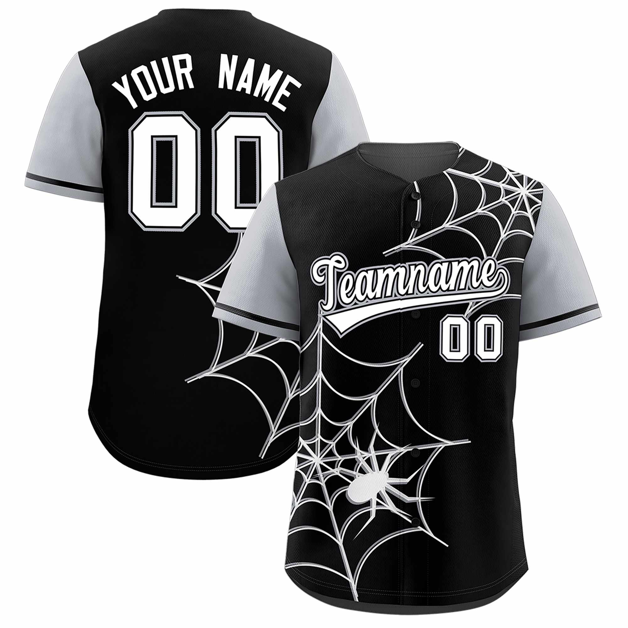 Benutzerdefiniertes Spinnennetz-Muster, Raglanärmel, authentisches Baseball-Trikot