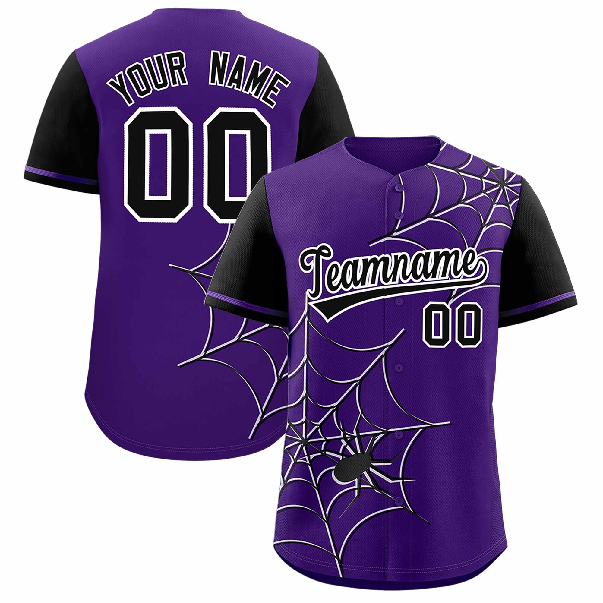 Benutzerdefiniertes Spinnennetz-Muster, Raglanärmel, authentisches Baseball-Trikot