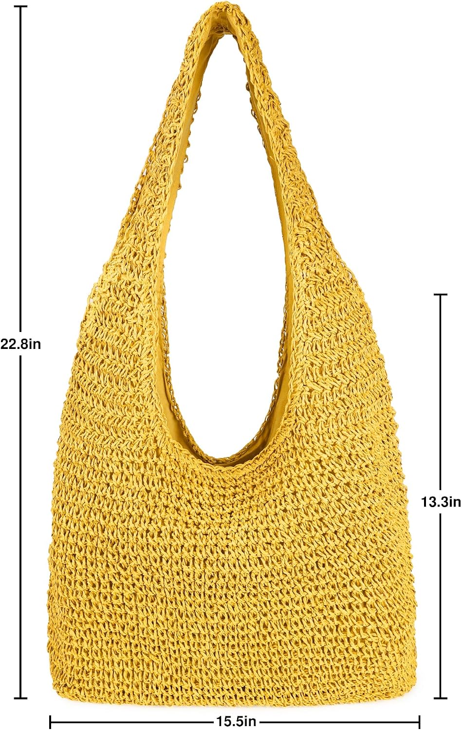 Women's Natural Straw Hobo Tote Bag Beige