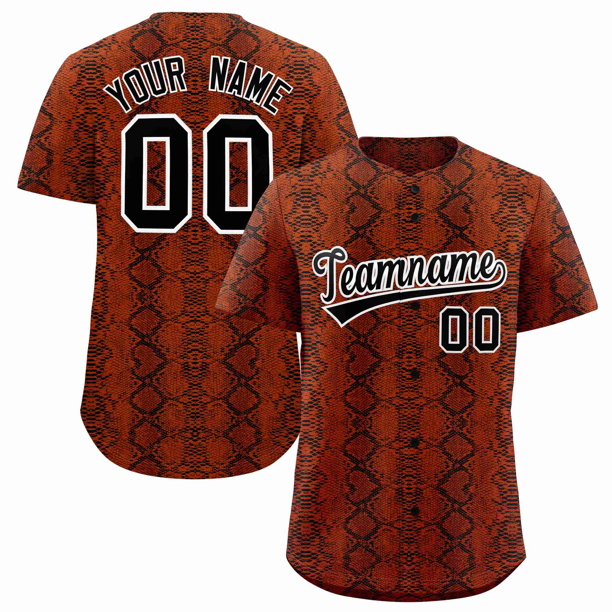 Benutzerdefiniertes authentisches Baseball-Trikot mit mehrfarbigem Schlangenledermuster
