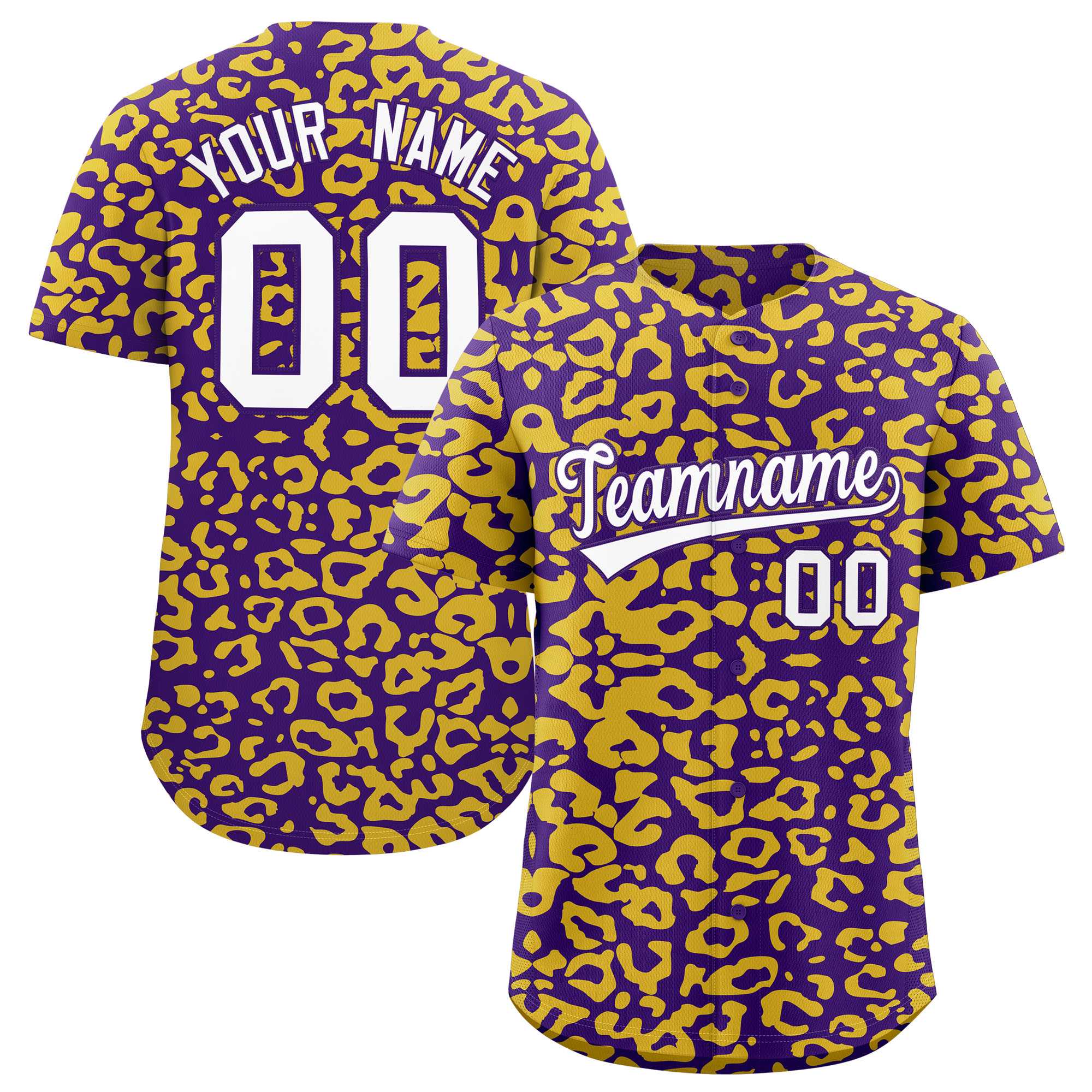 Authentisches Baseball-Trikot mit individuell gestaltetem Leopardenmuster